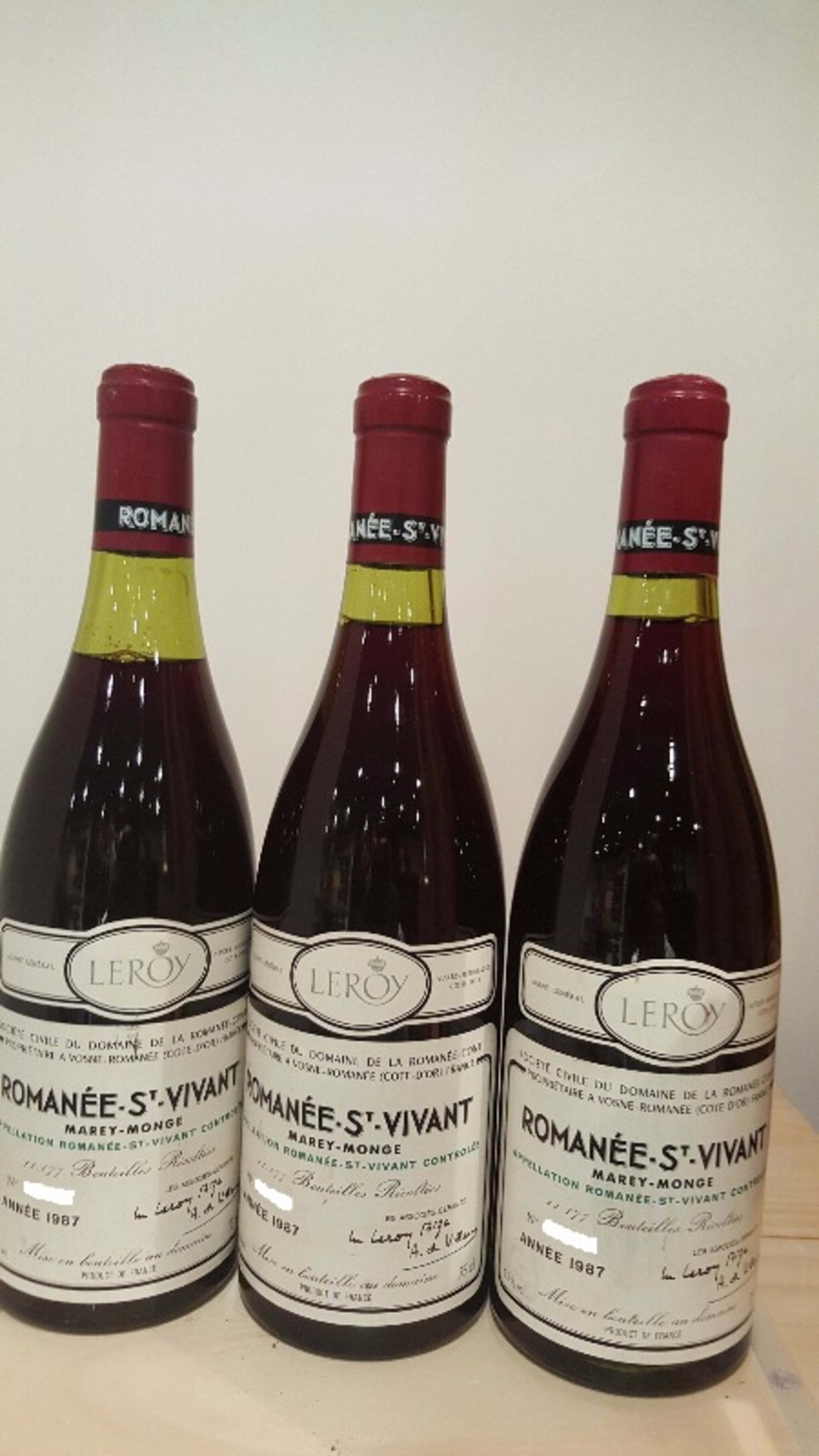3 x Romanée-Saint-Vivant, Domaine de la Romanée-Conti, 1987