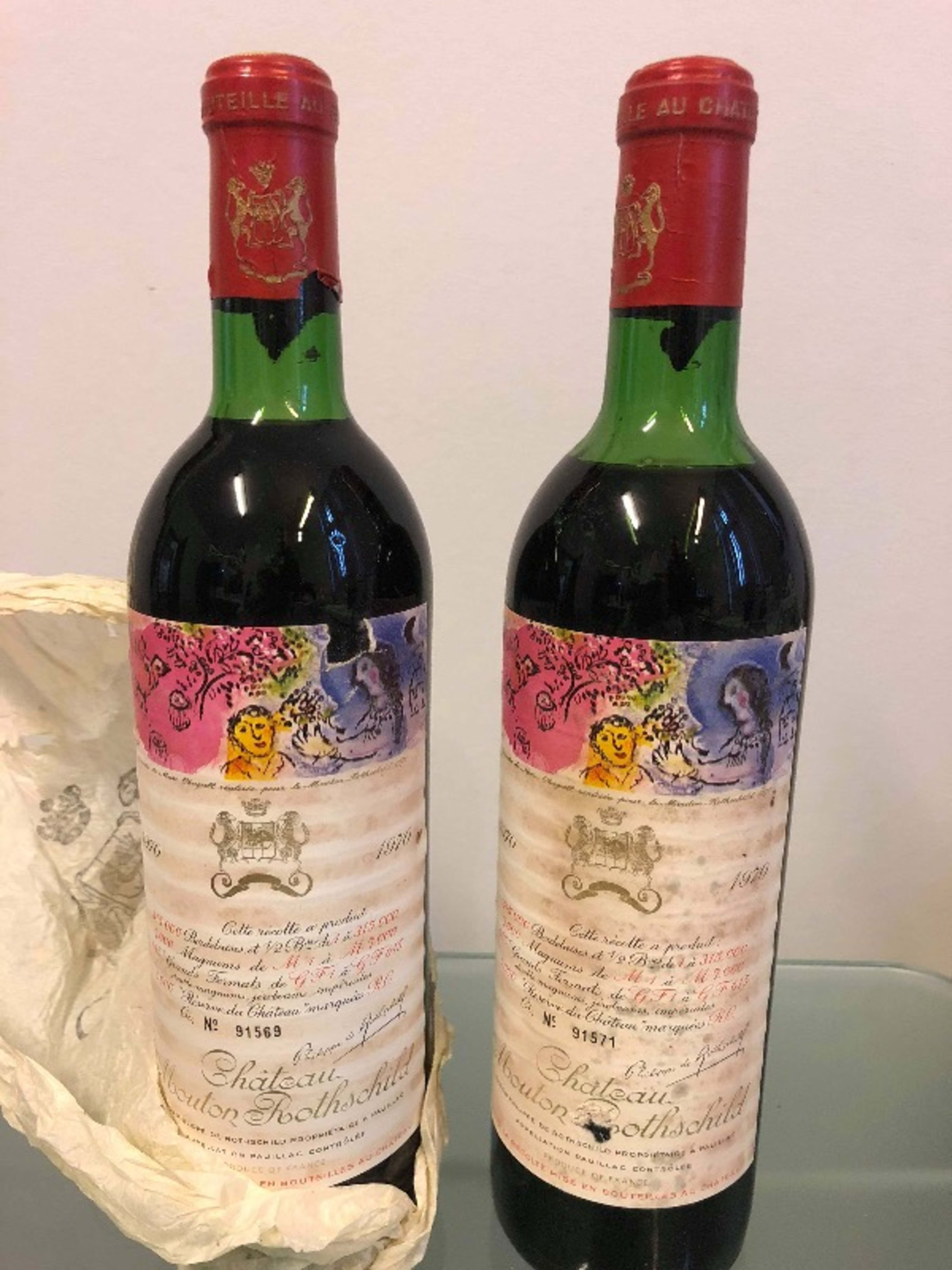 2 x château Mouton Rothschild, Pauillac, 1970