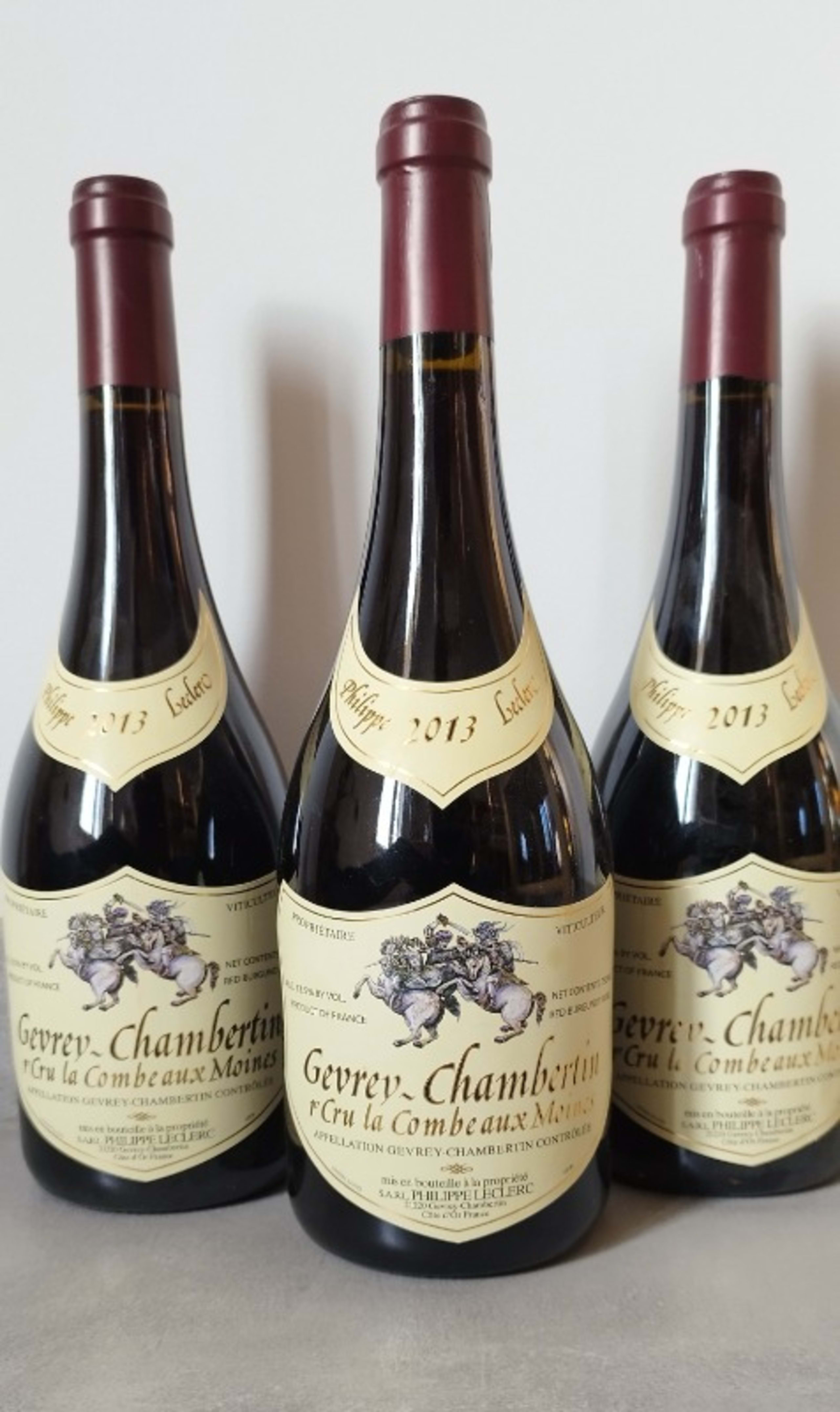 3 x Gevrey-Chambertin, 1er Cru Combes aux Moines, Philippe Leclerc, 2013
