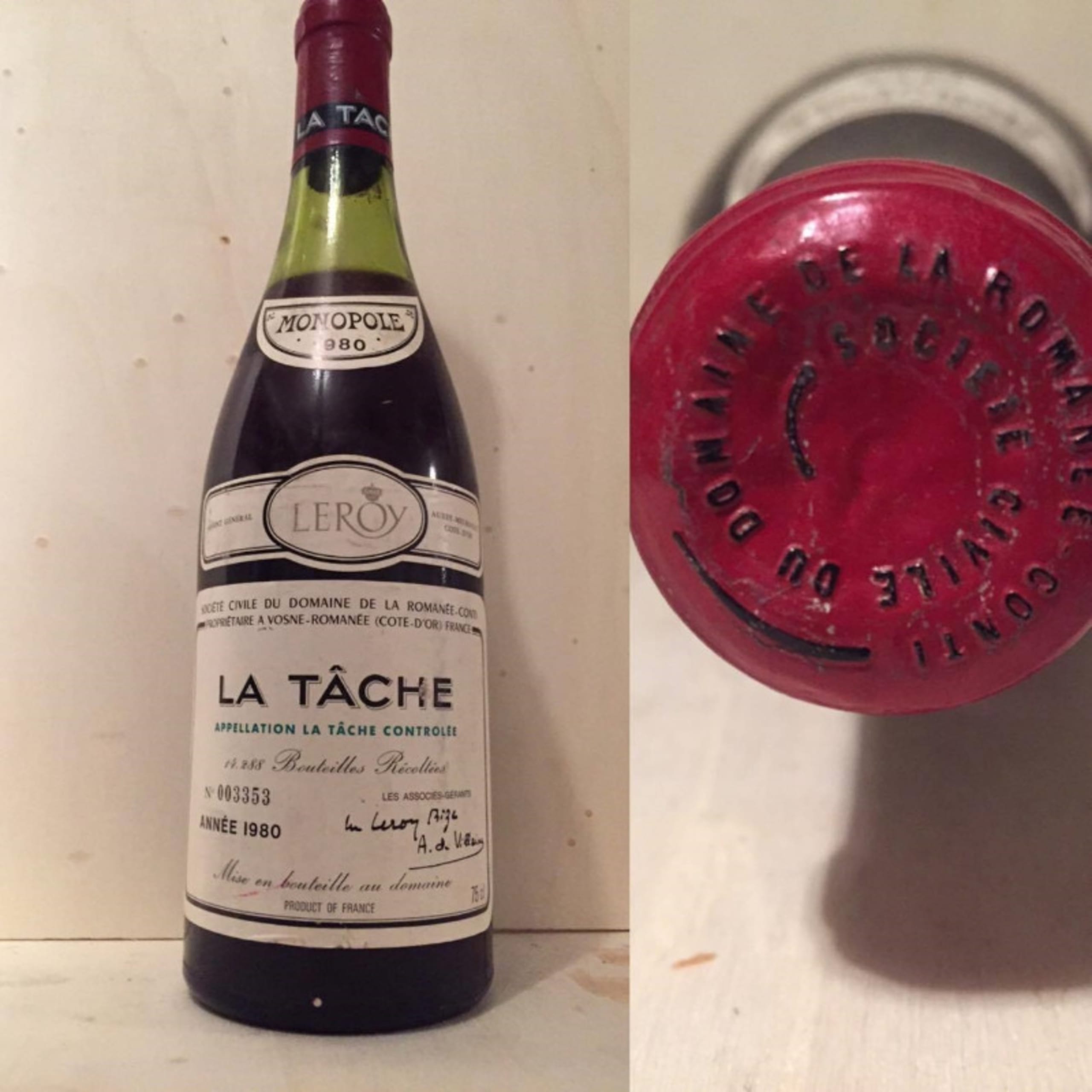 La Tache, Domaine de la Romanée Conti, 1980