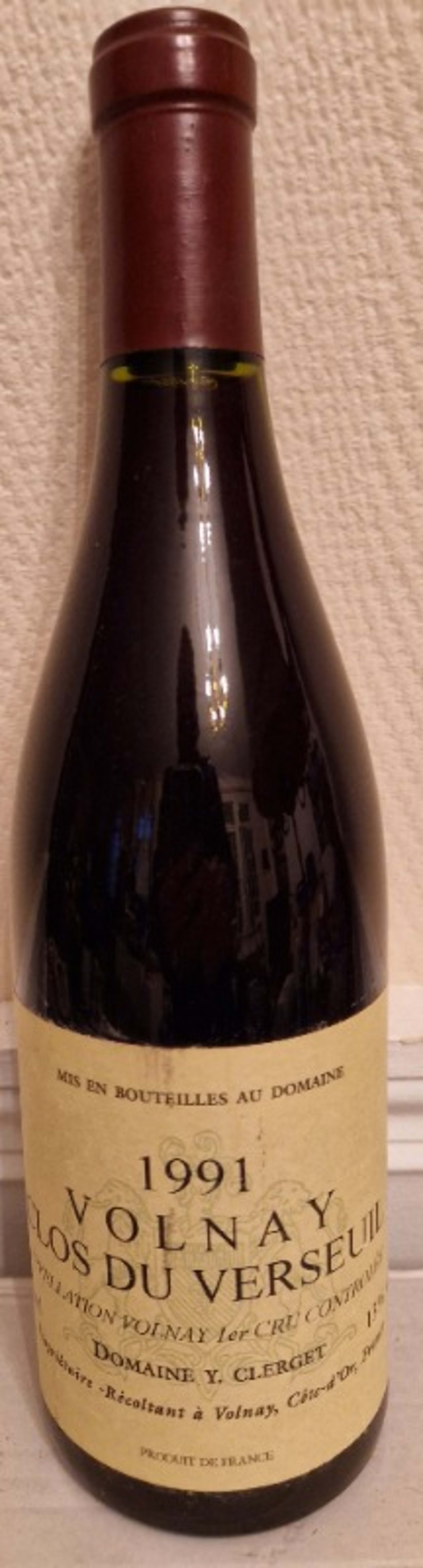 Volnay, 1er cru Clos du Verseuil, Domaine Y. Clerget, 1991
