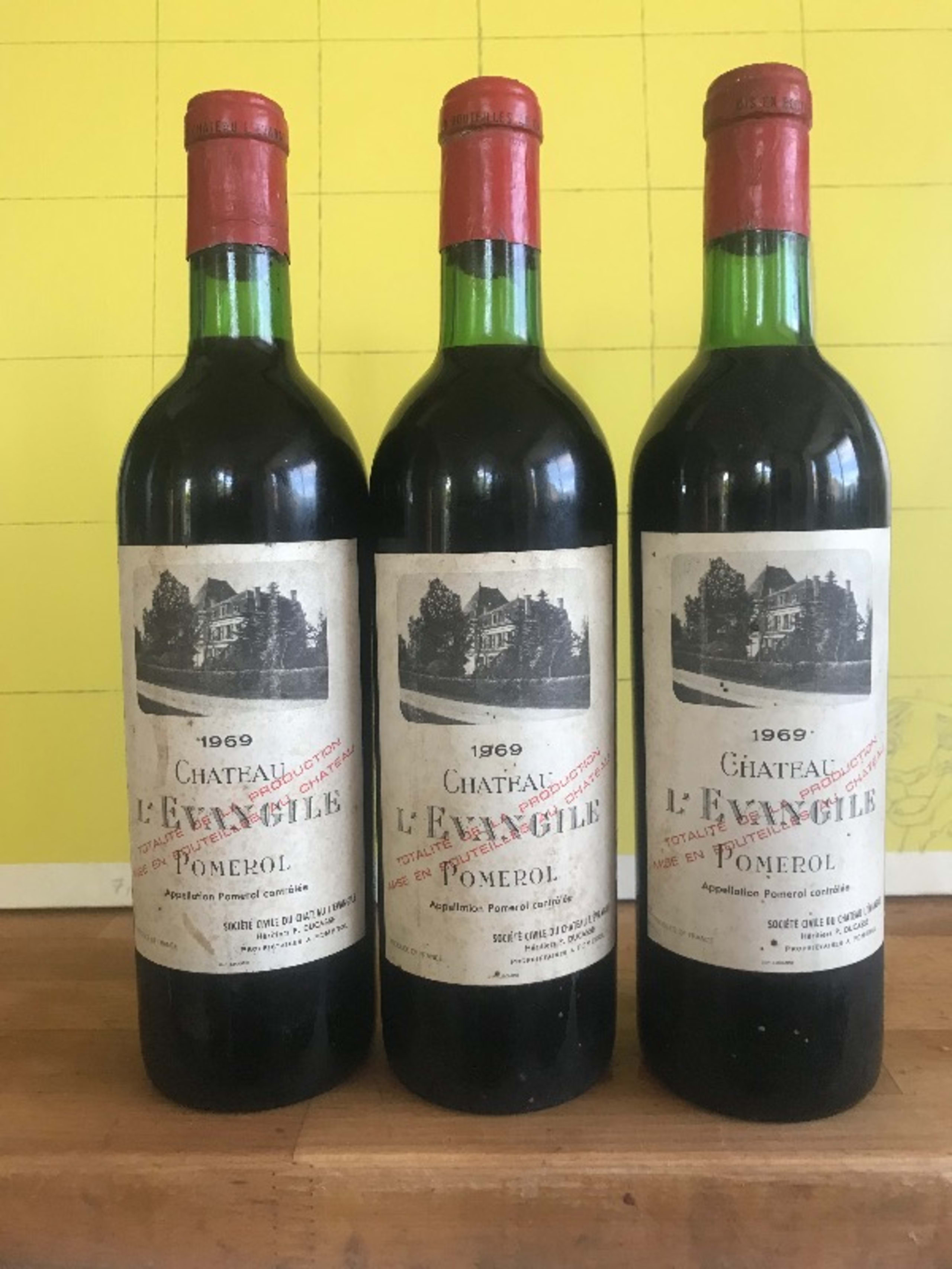 3 x Grand cru, Château de l’Evangile, Pomerol, 1969