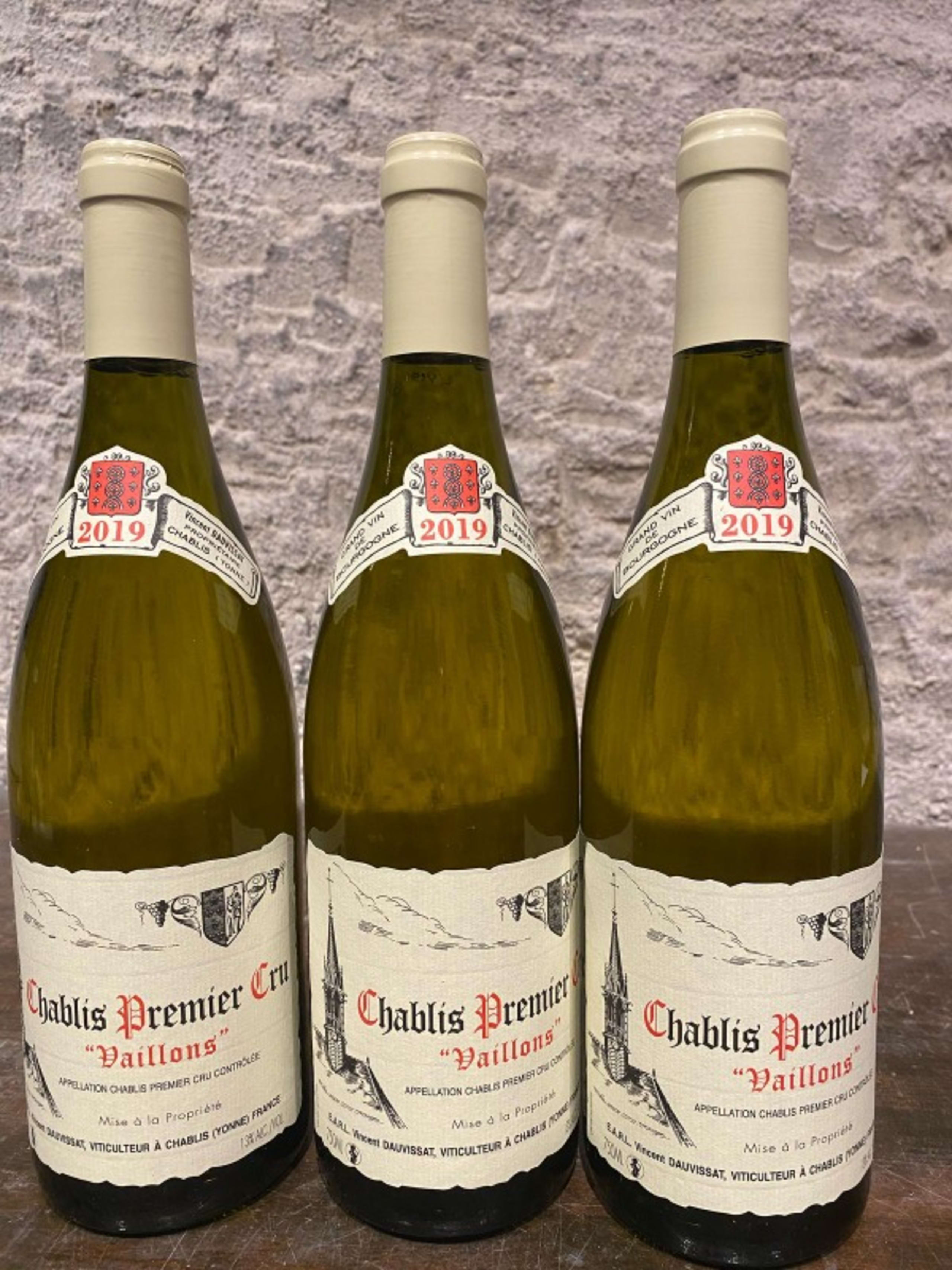 3 x Chablis Premier Cru, Vaillons, domaine Dauvissat, 2019