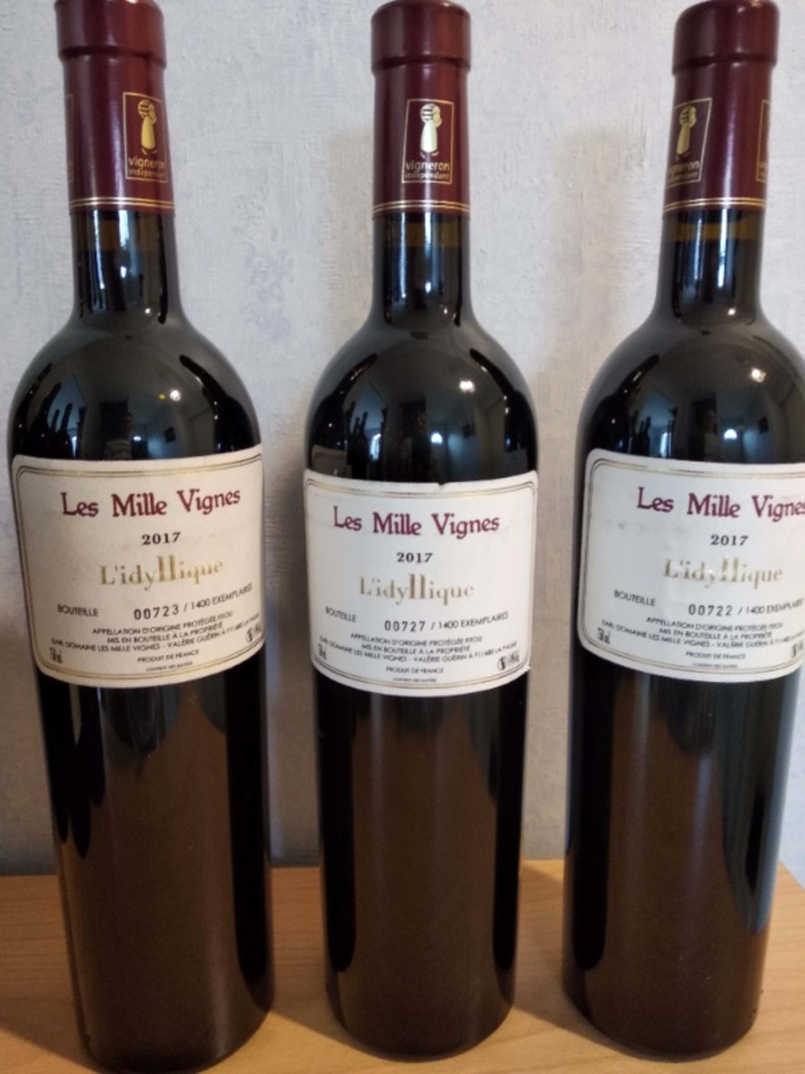 3 x l'Idyllique, Domaine Les Mille Vignes, Fitou, 2017