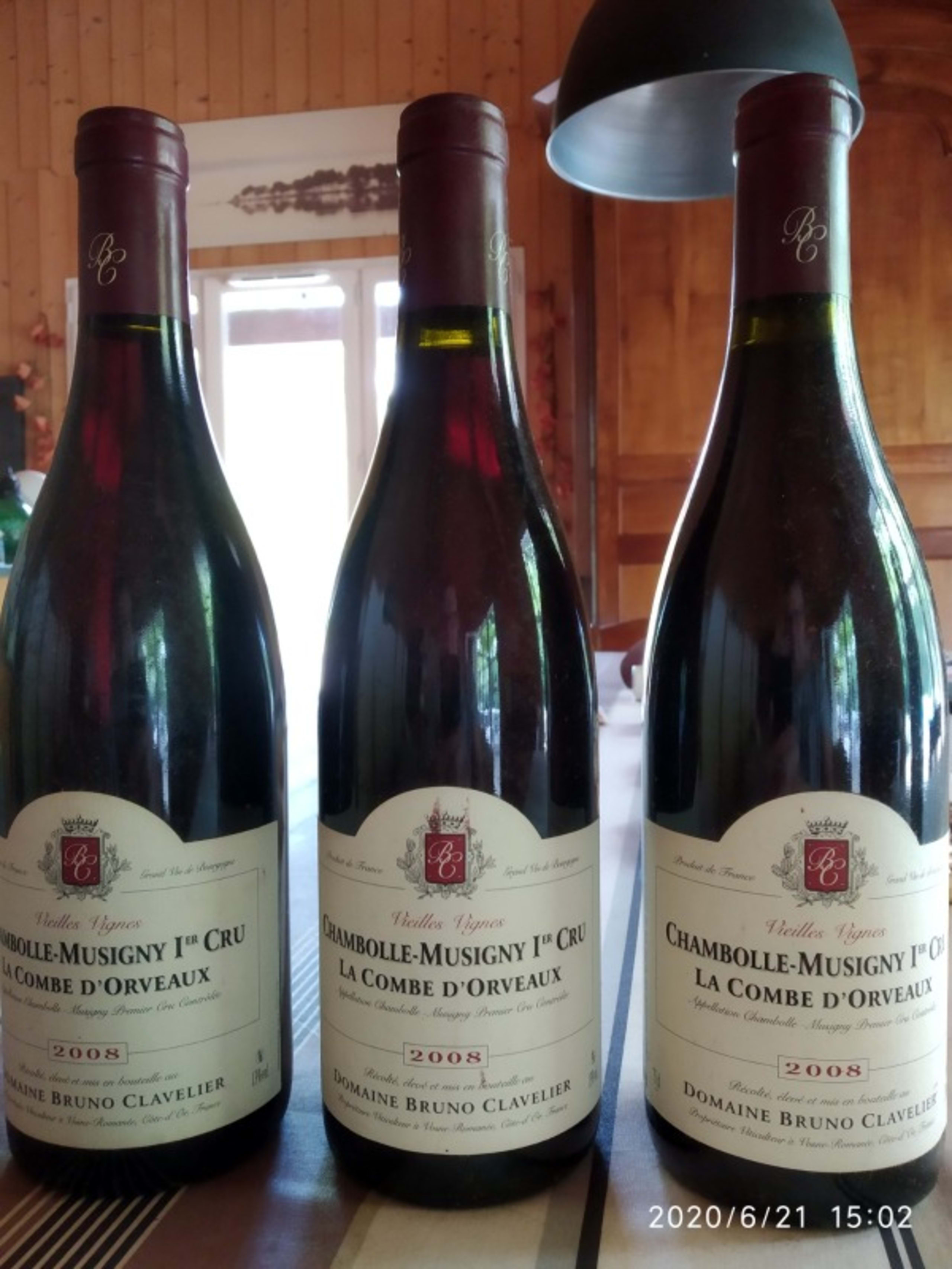 3 x Chambolle-Musigny, 1er Cru La Combe d'Orveaux, Domaine Bruno Clavelier, 2008