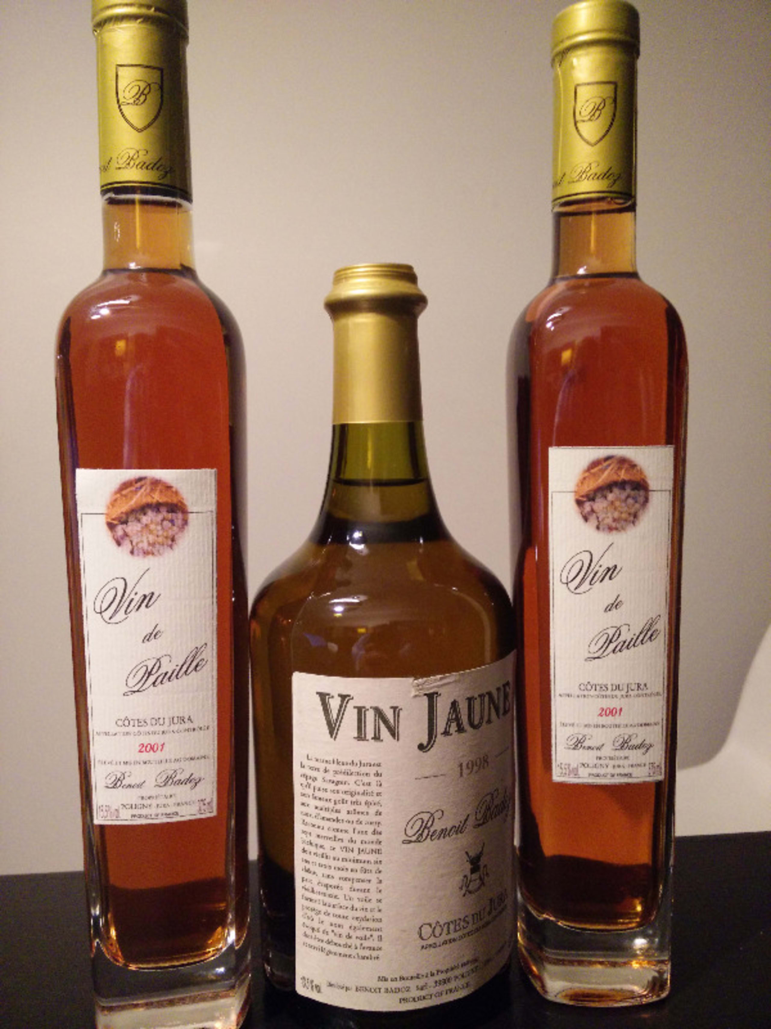 1 x Vin Jaune 1998 - 2 x Vin de Paille 2001, Benoit Badoz, Vin-du-Jura