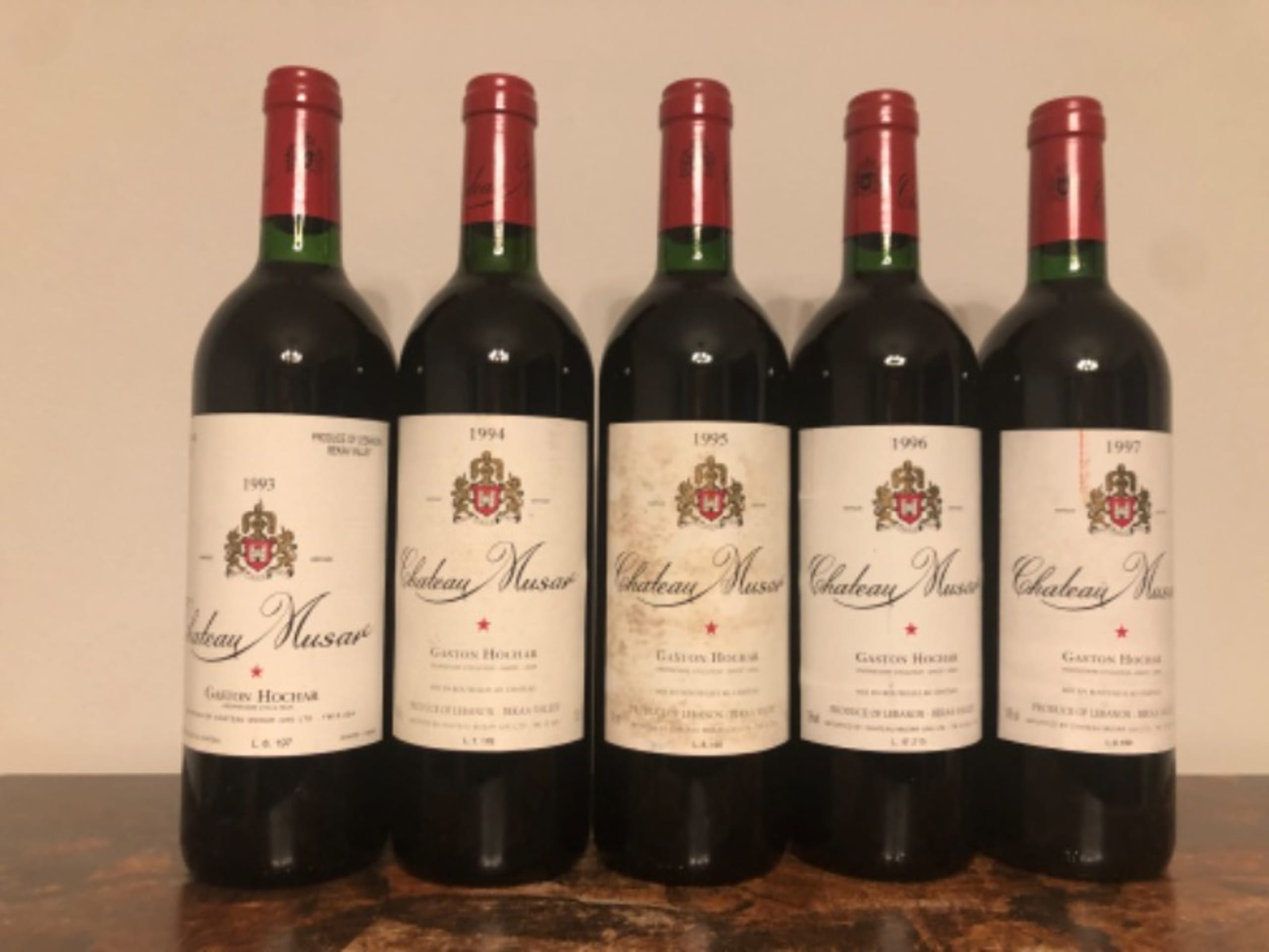 5 x Château Musar, Bekaa valley , Lebanon 1993,1994,1995,1996,1997