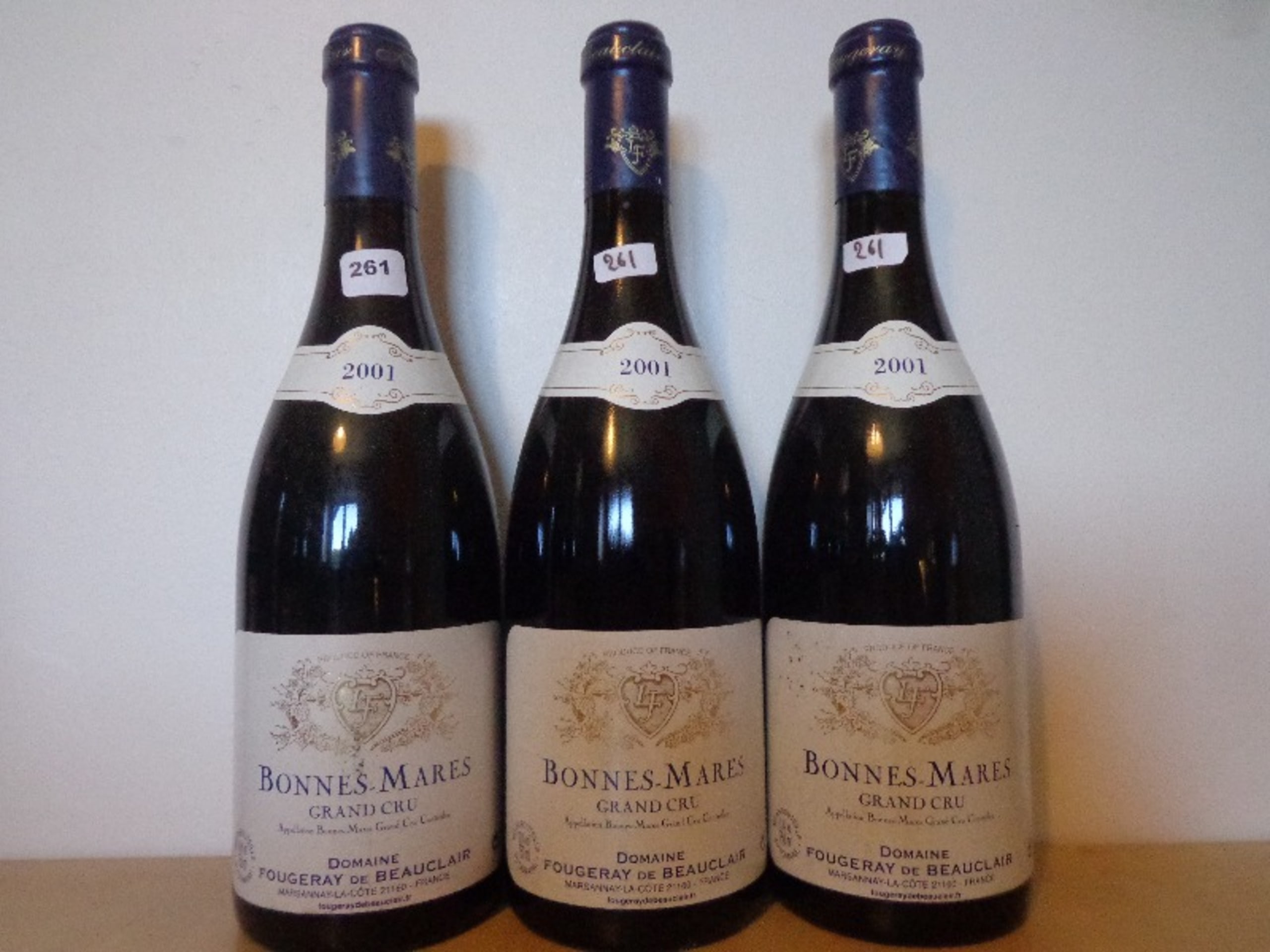 3 x Bonnes-Mares, grand cru, Fougeray de Beauclair, 2001