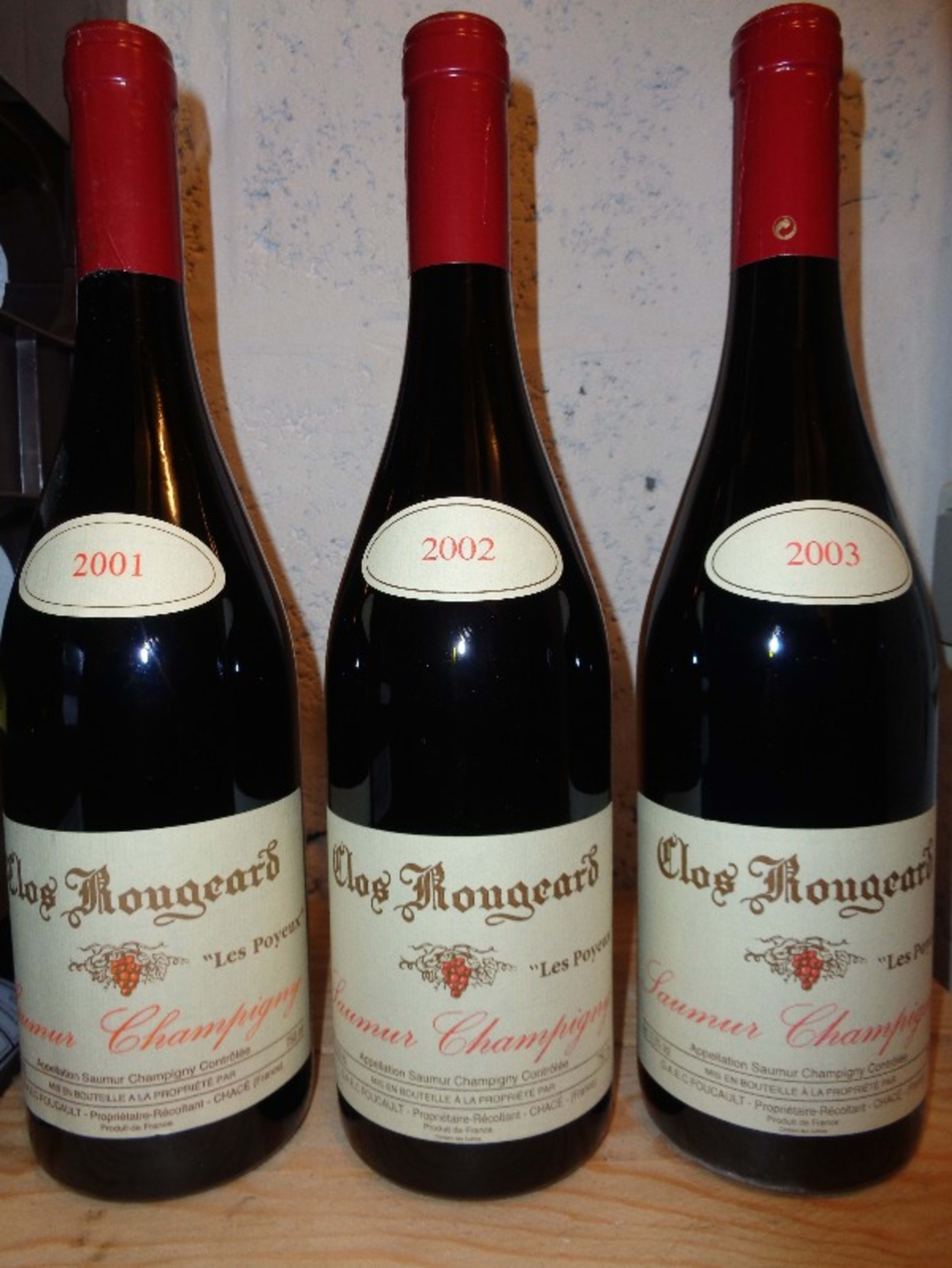 3 x Les Poyeux, Saumur Champigny, Clos Rougeard, 2001, 2002, 2003