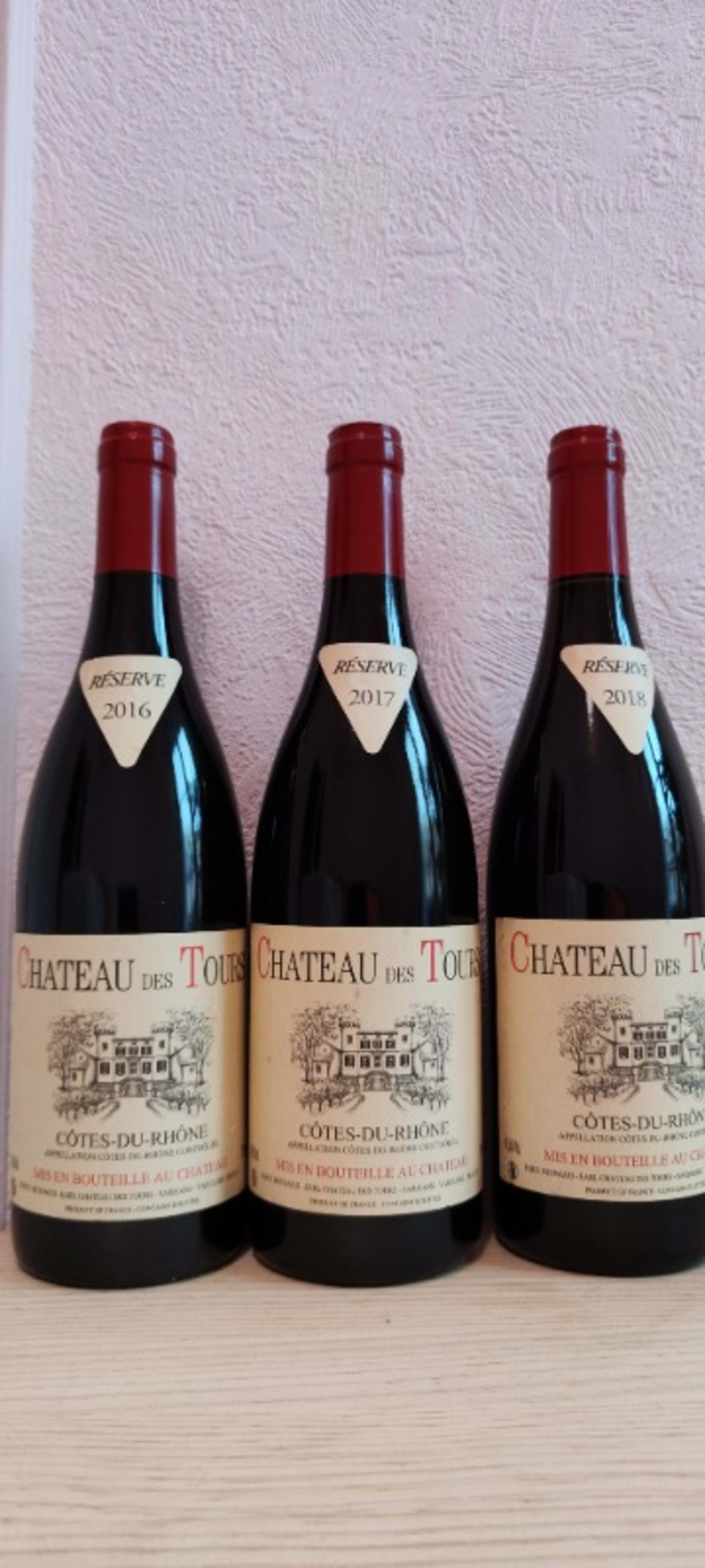 3 x Côtes-du-Rhône, Château des Tours, 2016 / 2017 / 2018