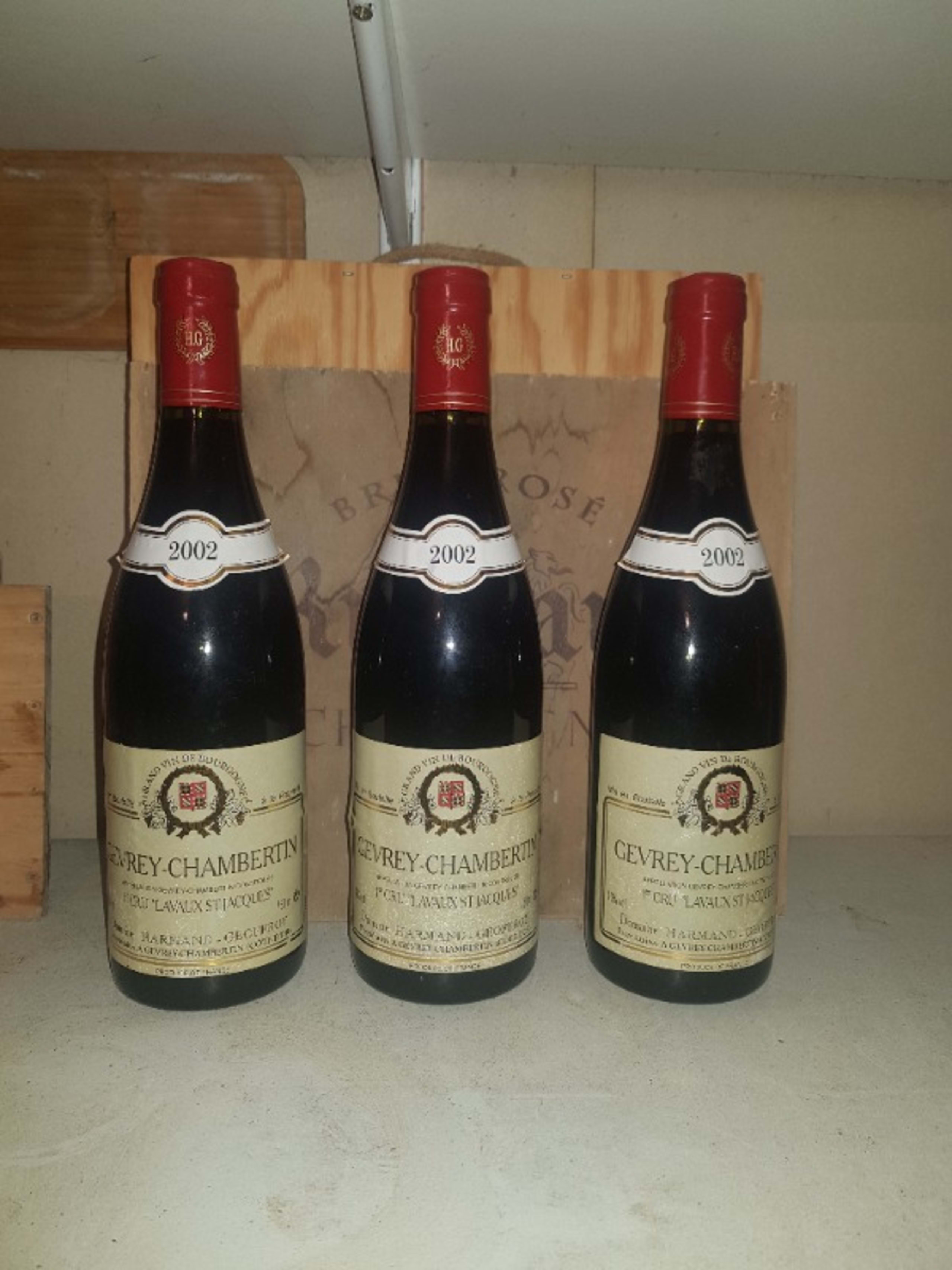 3 x Gevrey-Chambertin, 1er cru Lavaux Saint Jacques, Harmand Geoffroy, 2002