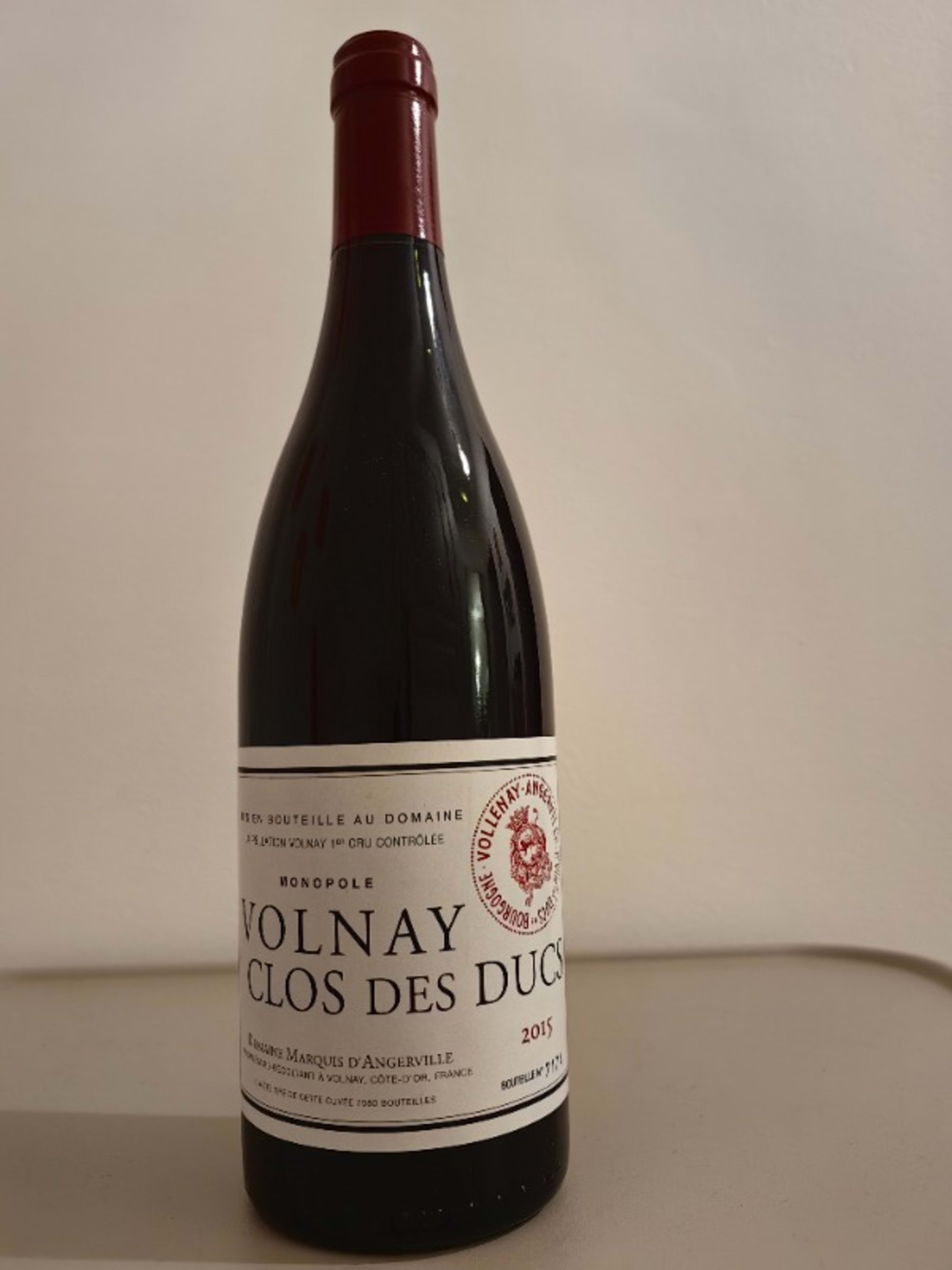 Volnay, Clos des ducs, Domaine Marquis d'Angerville, 2015