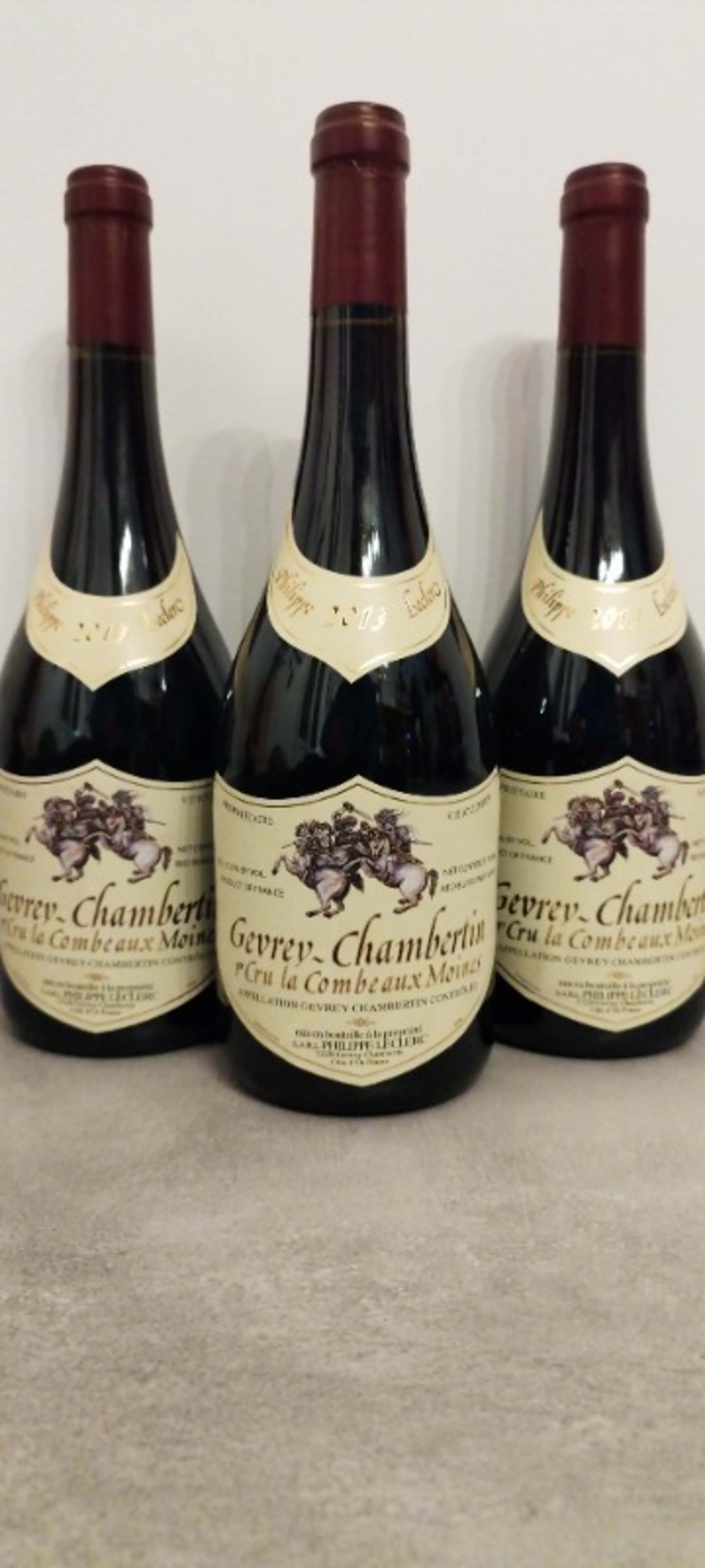 3 x Gevrey-Chambertin, 1er Cru Combes aux Moines, Philippe Leclerc, 2013