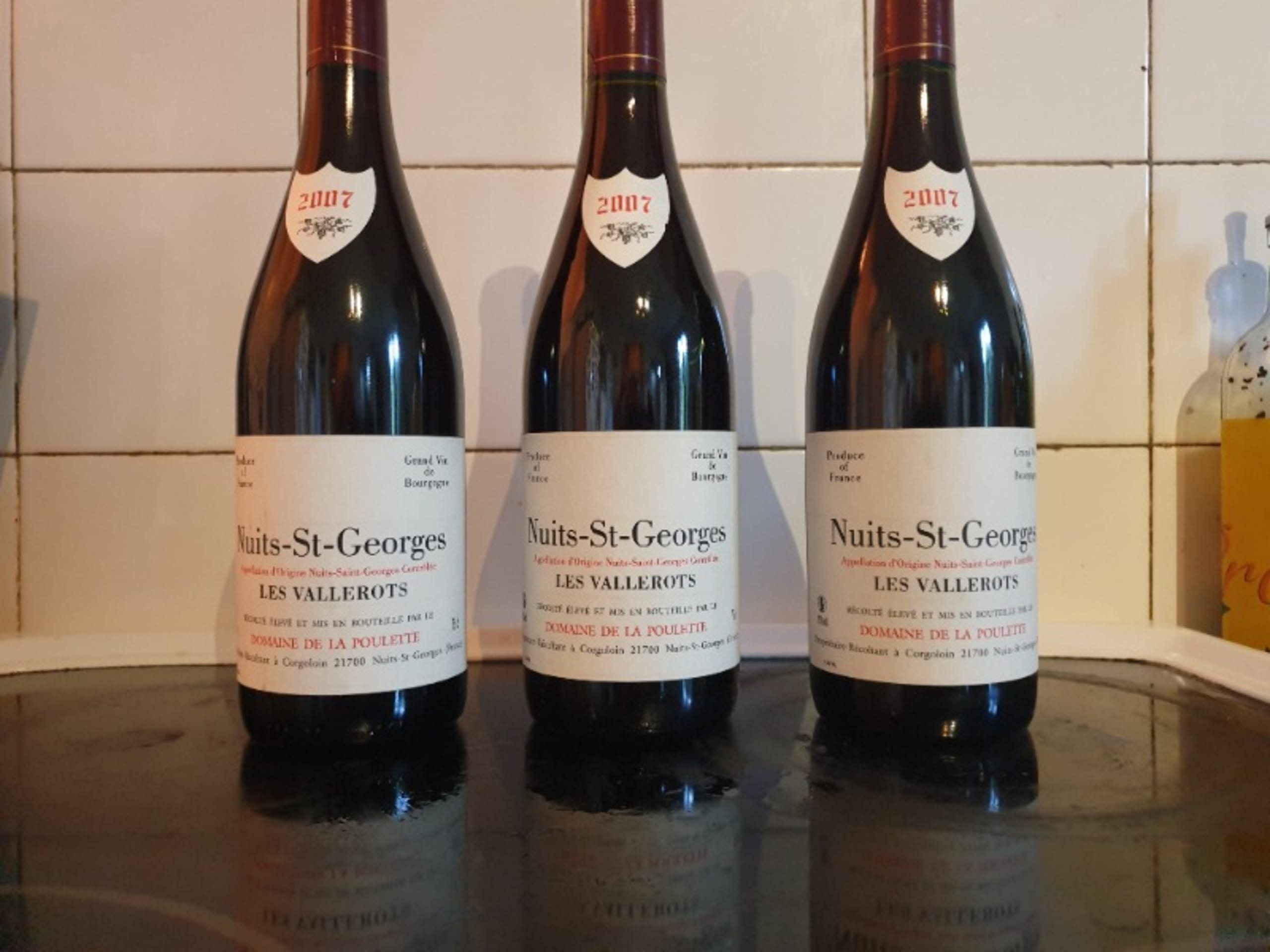3 x Nuits-Saint-Georges, les Vallerots, domaine de la Poulette, 2007