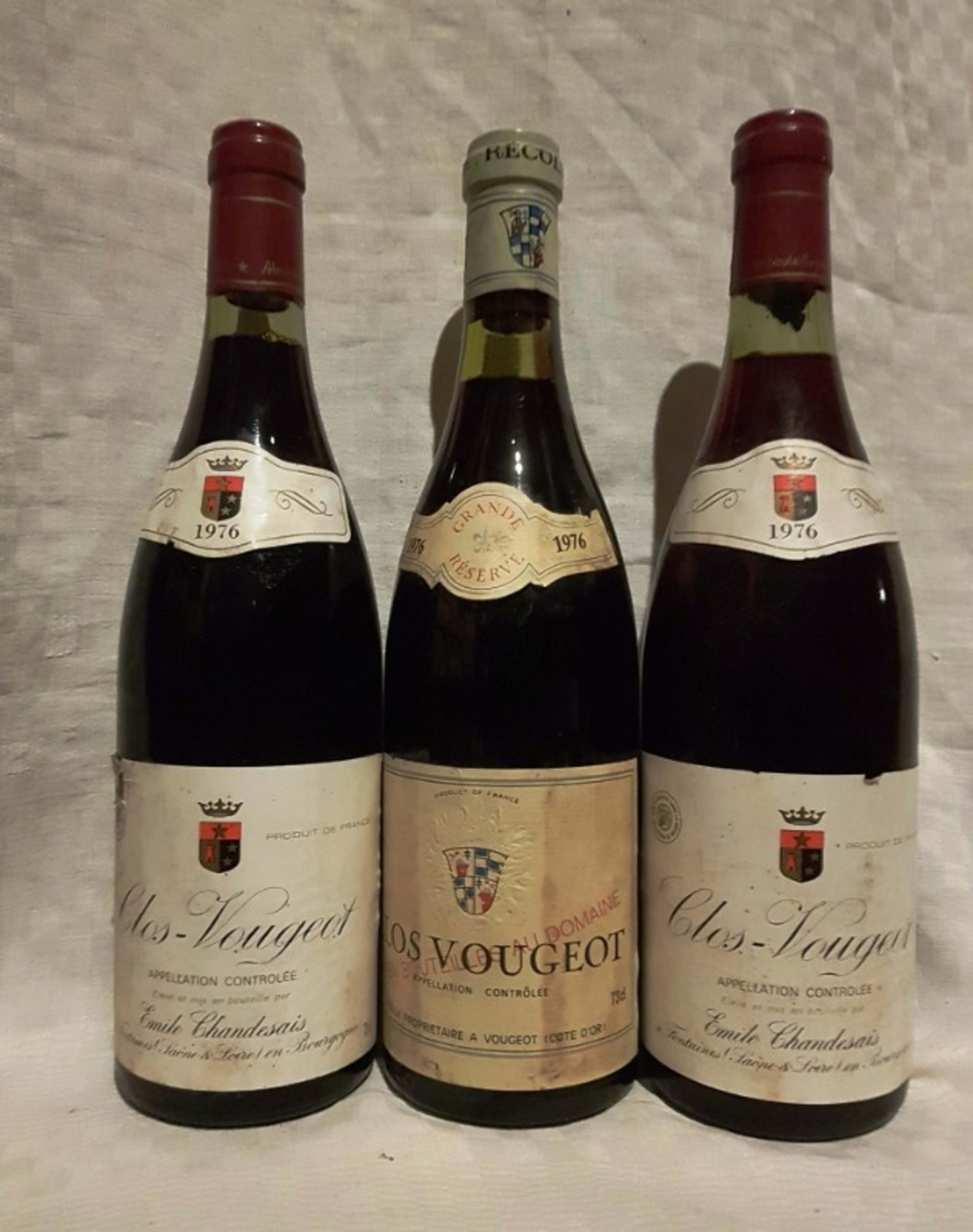 3 x Clos de Vougeot:  1 x Domaine Aujoux / 2 x Emile Chandesais, 1976