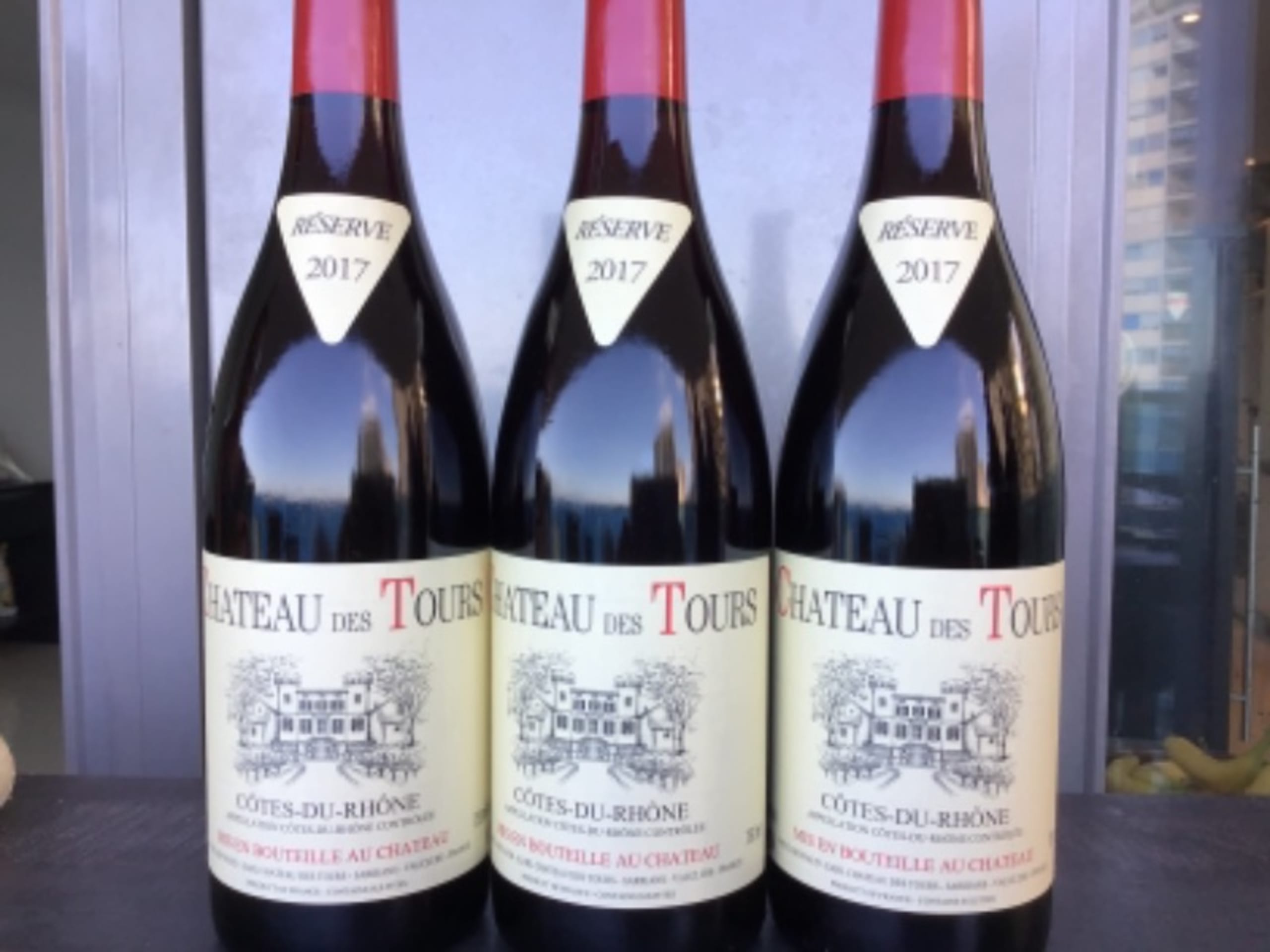 3 x Côtes-du-Rhône, Réserve, Château des Tours, 2017