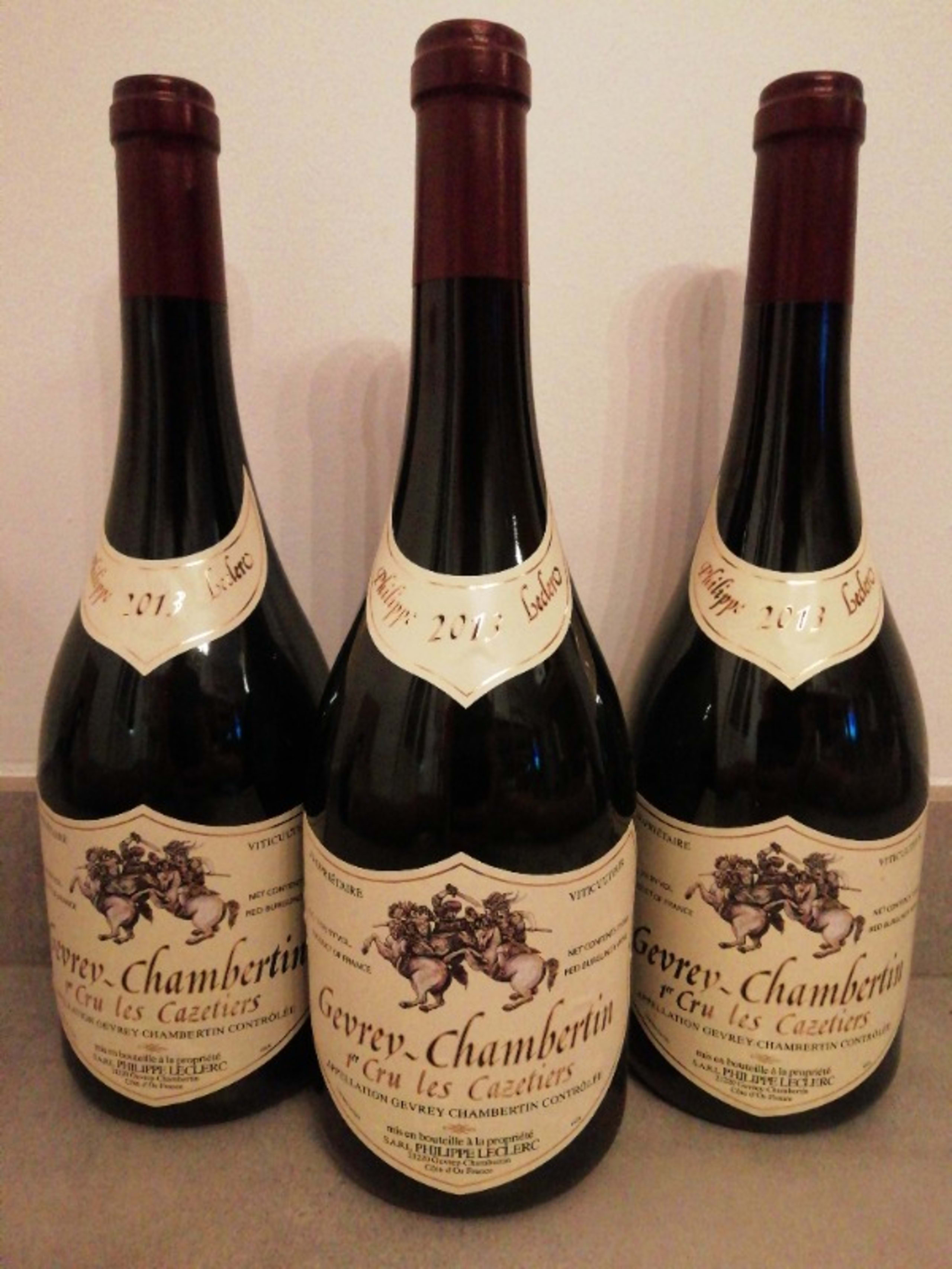 3 x Gevrey-Chambertin, 1er cru Les Cazetiers, Philippe Leclerc, 2013