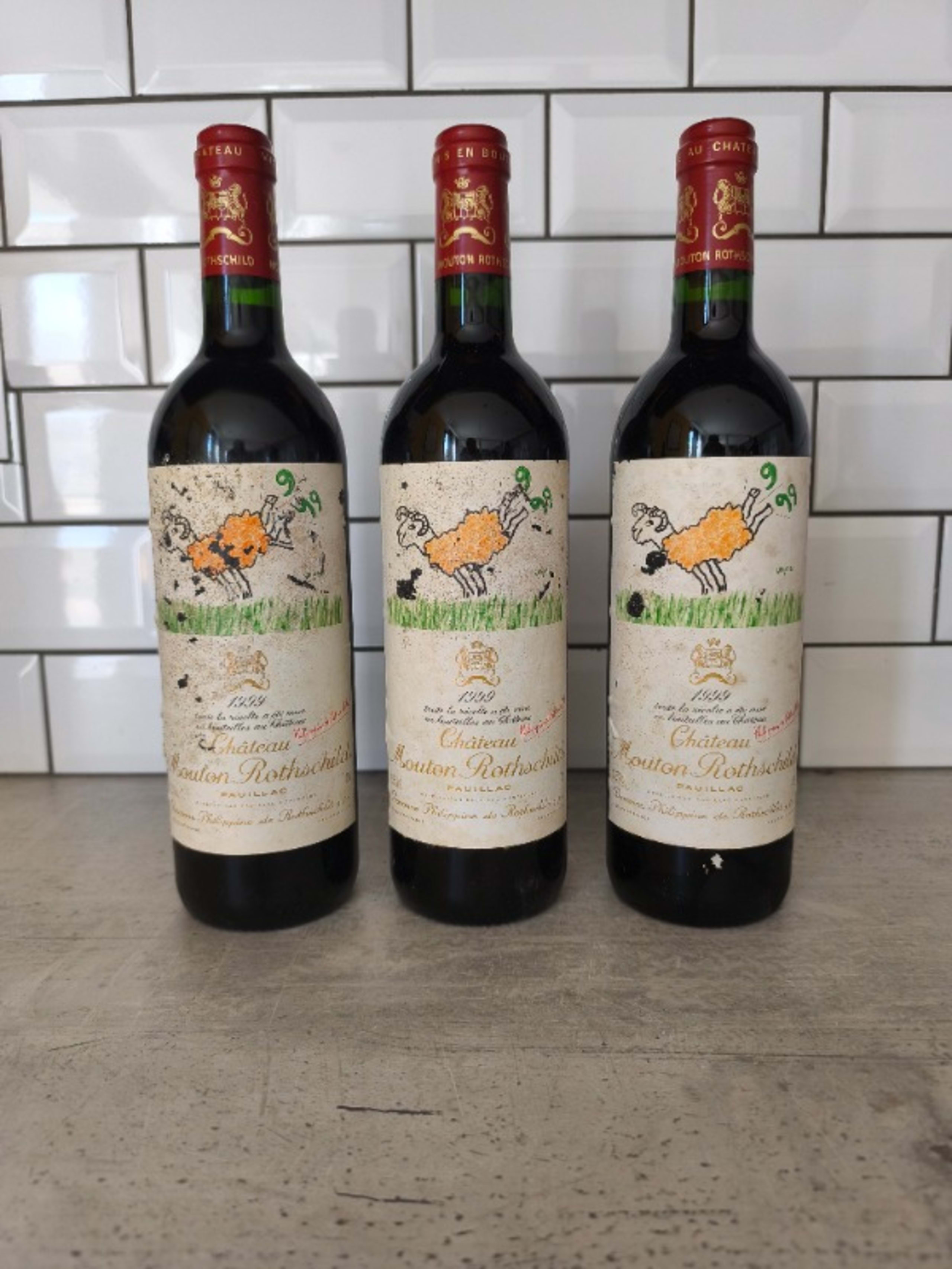 3 x château Mouton Rothschild, Pauillac, 1999