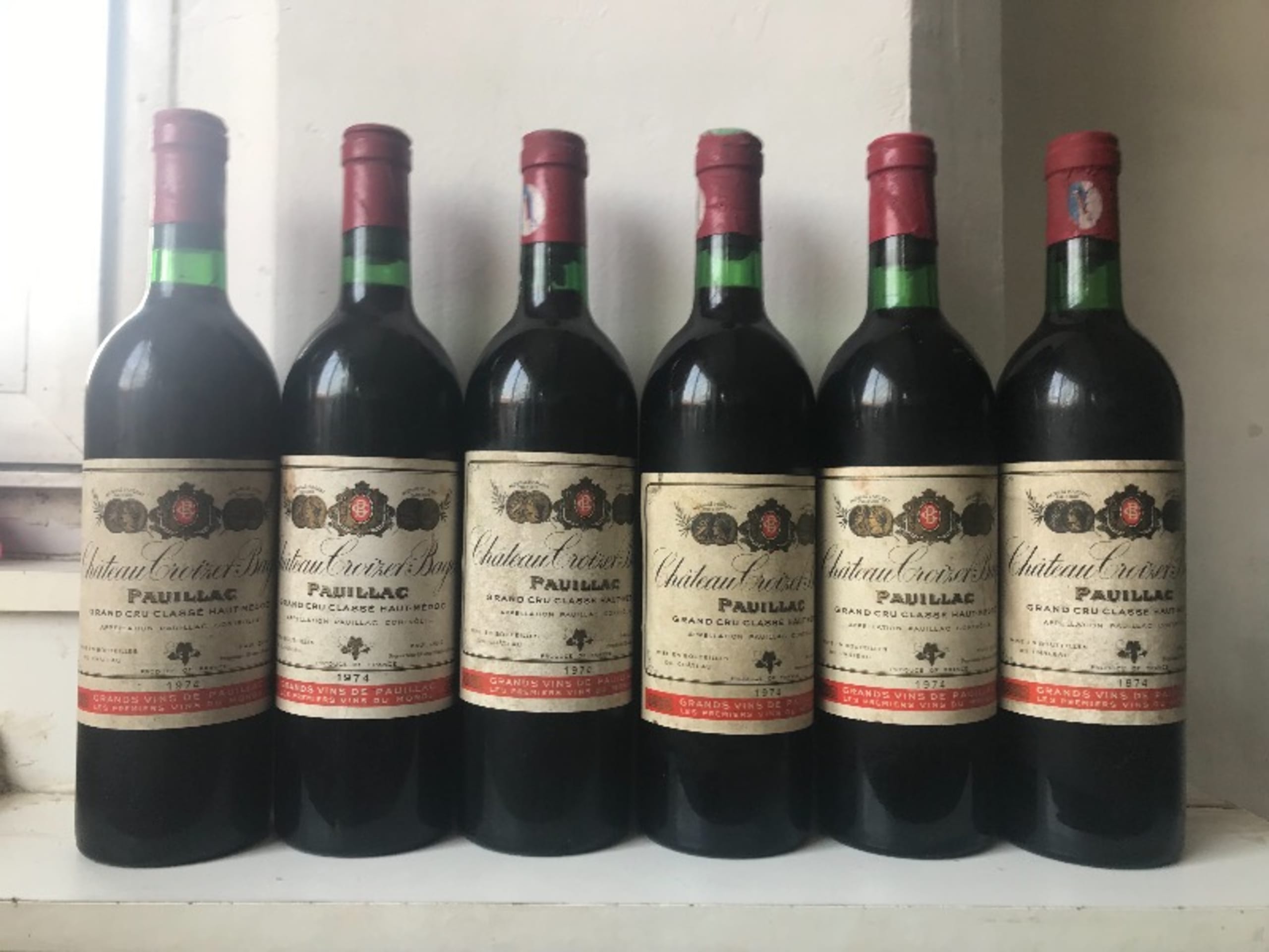 6 x Grand cru classé, Château Croizet-Bages, Pauillac, 1974