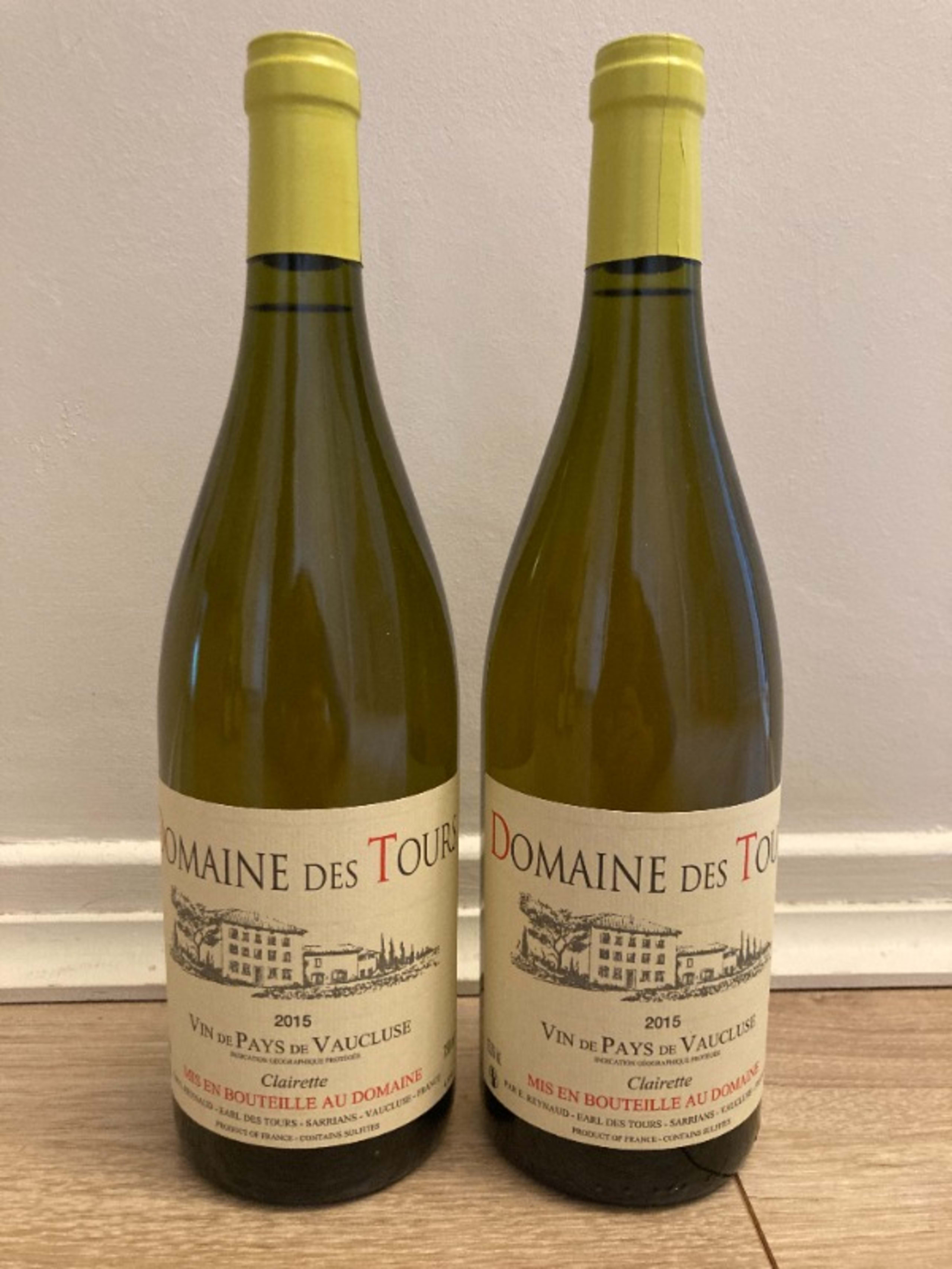 2 x Vin de Pays du Vaucluse, Clairette, Domaine des Tours, 2015