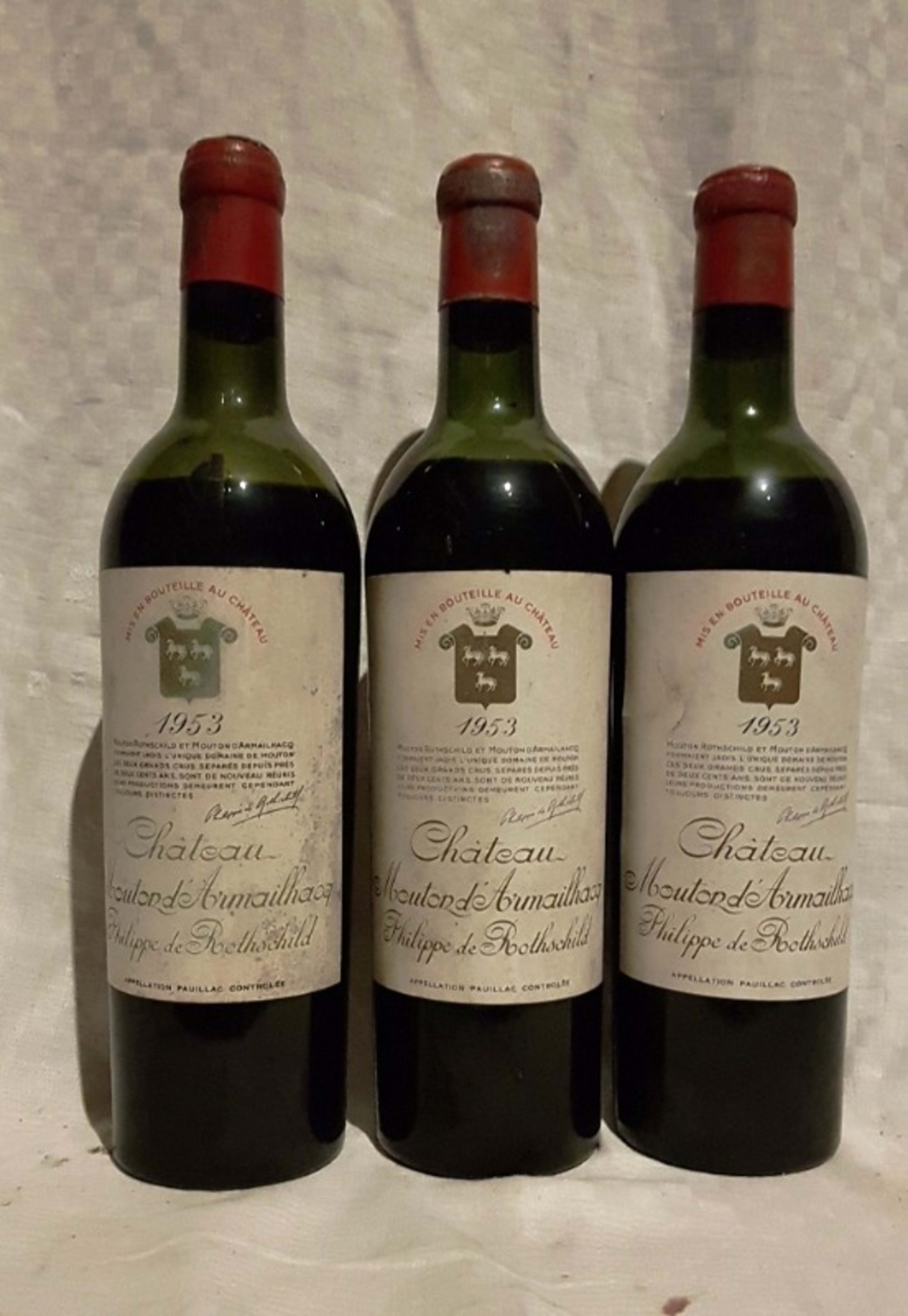 3 x Château Mouton D'Armailhacq Philippe de Rothschild, Pauillac, 1953