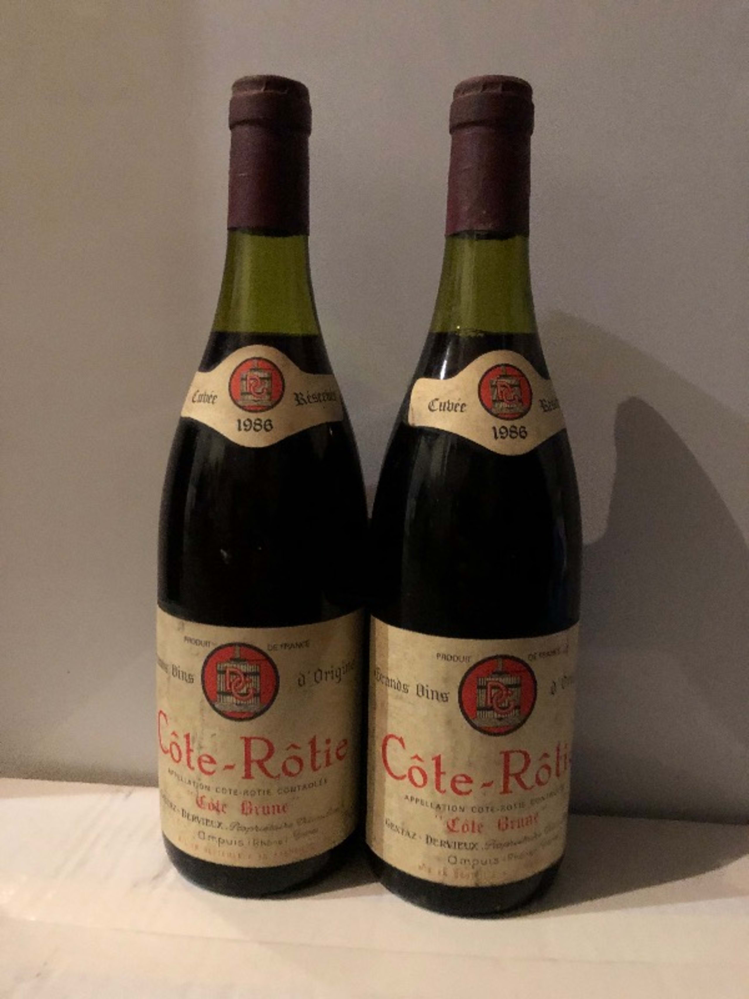 2 x Côte-Rôtie, Côte brune, DERVIEUX GENTAZ, 1986
