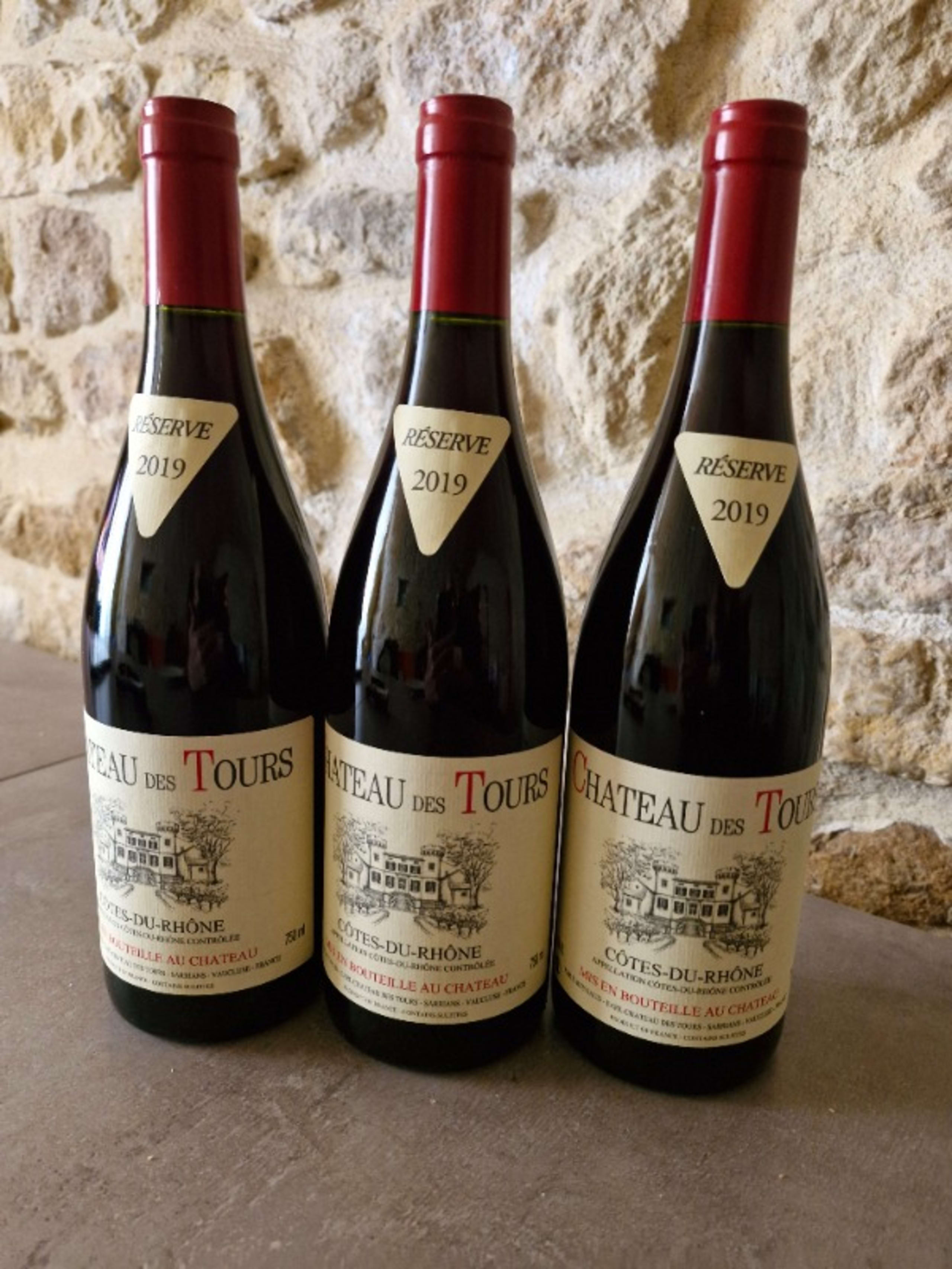 3 x Côtes-du-Rhône, Château des tours, 2019