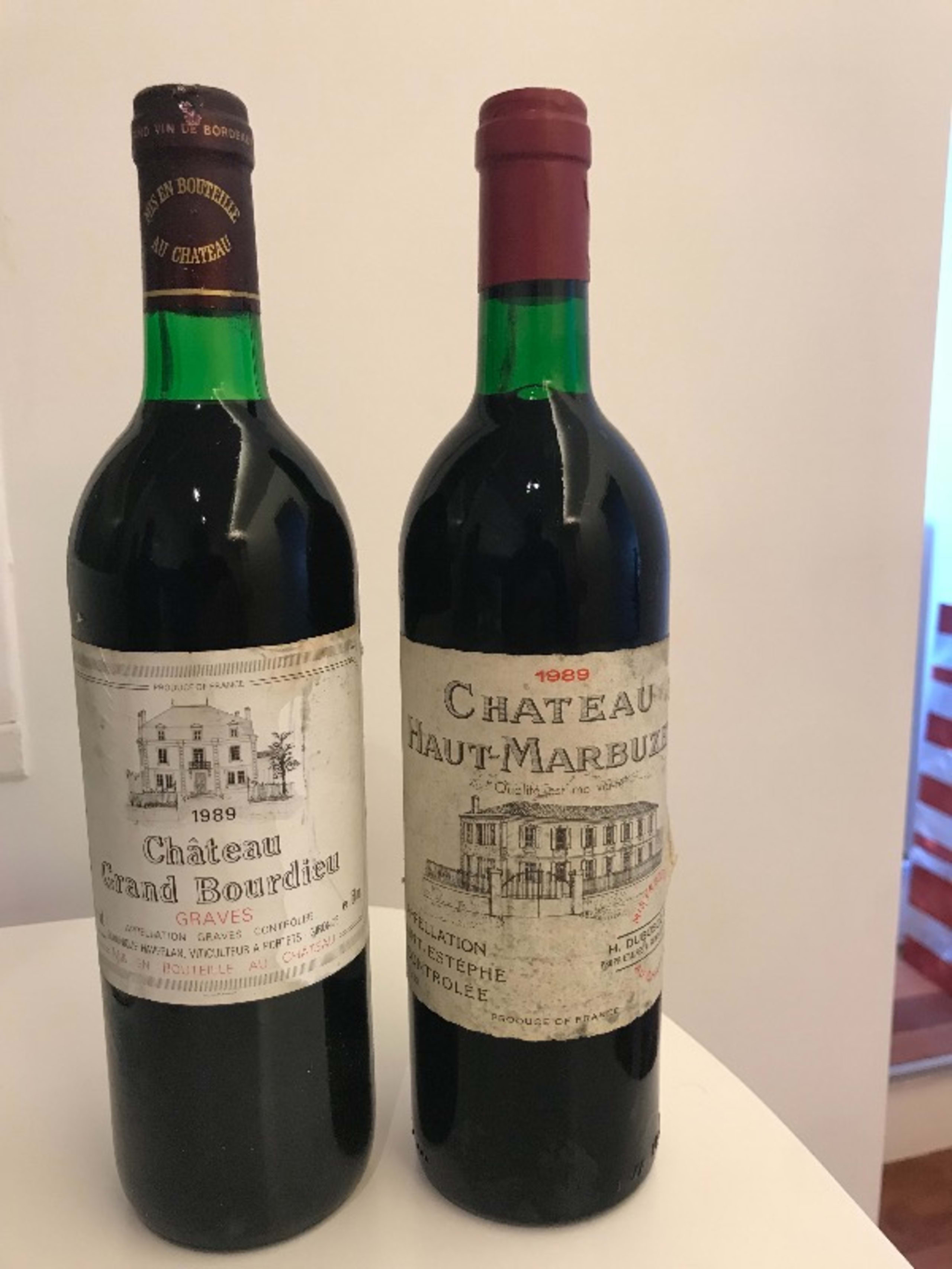 Lot 2 btles château  Haut- Marbuzet, Saint-Estèphe, 1989 - Château Grand Bourdieu, Graves, 1989