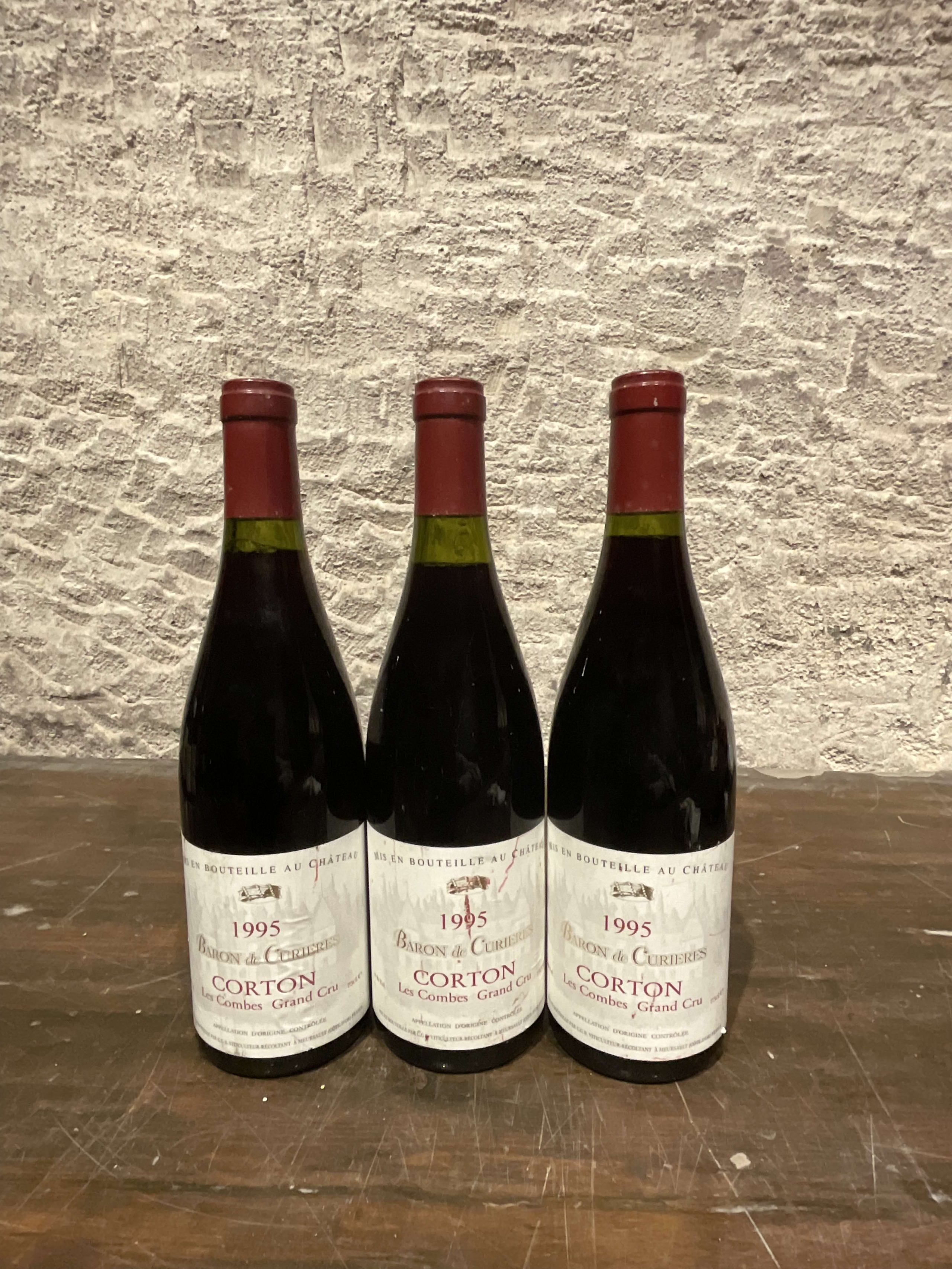 3 x Corton, Les Combes, Baron de Curieres, 1995