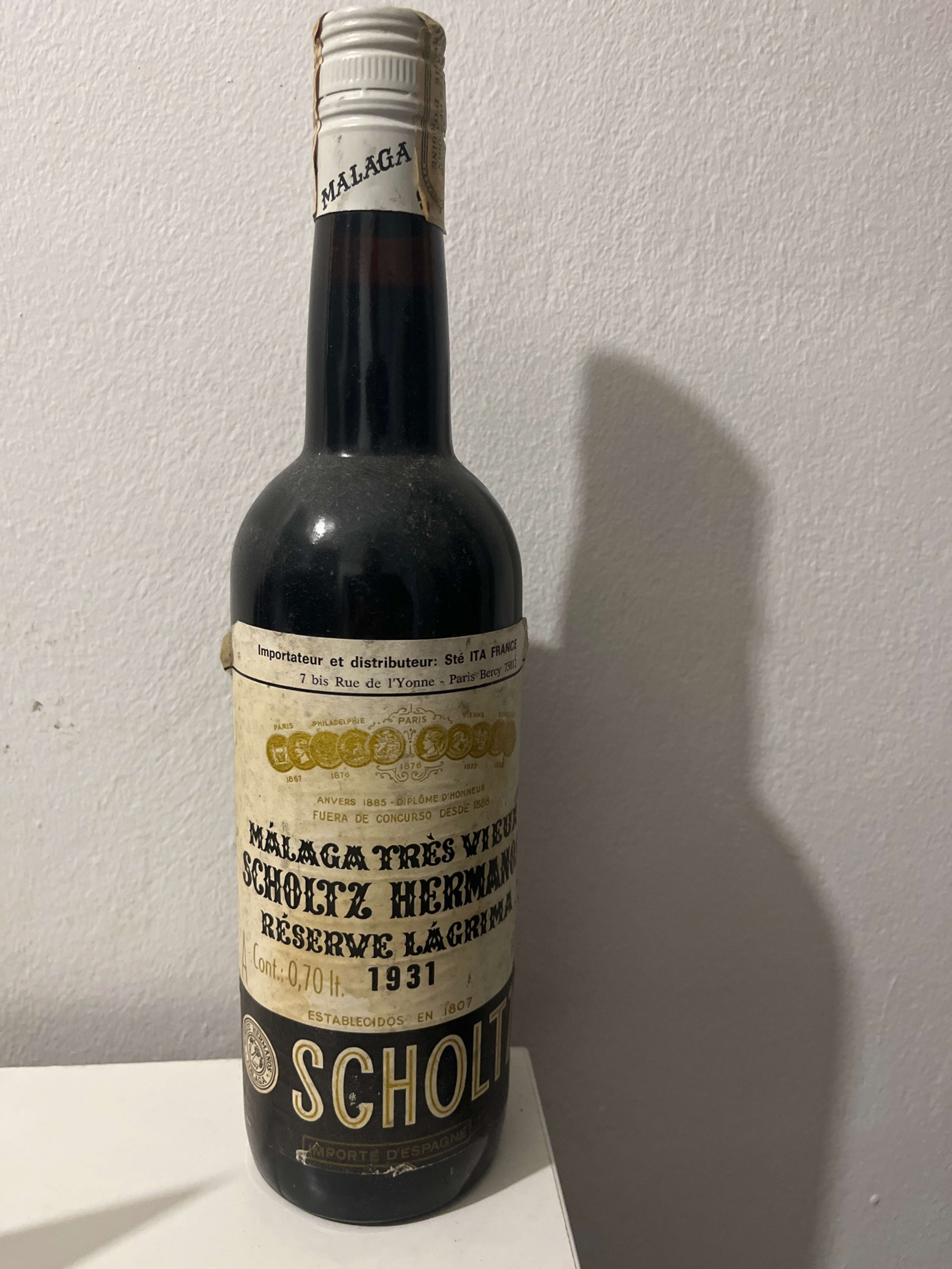 Scholtz Hermanos, Tres Vieux Reserve Lagrima, Malaga, 1931