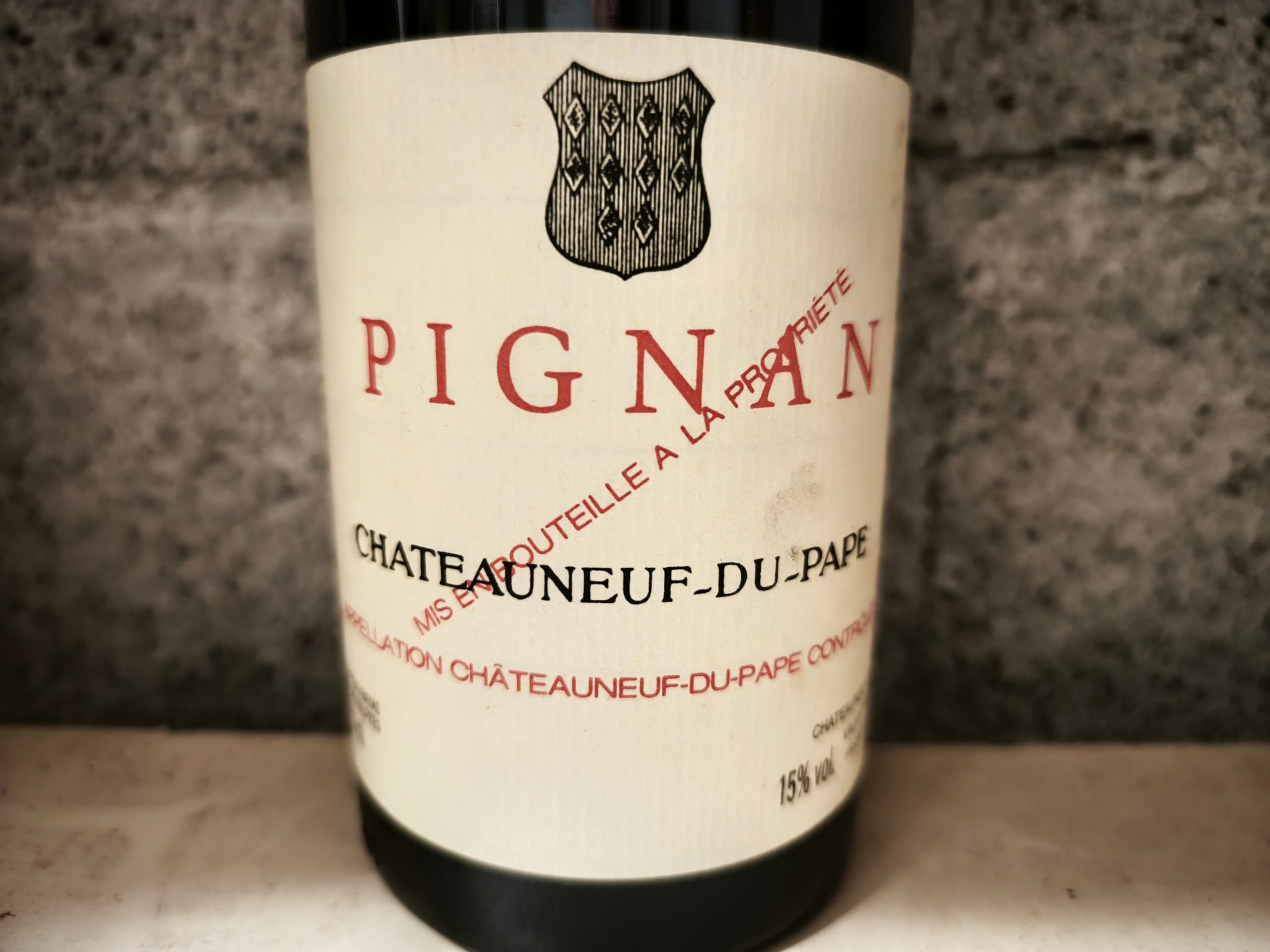 Étiquette de Château Rayas, Châteauneuf-du-Pape, Pignan