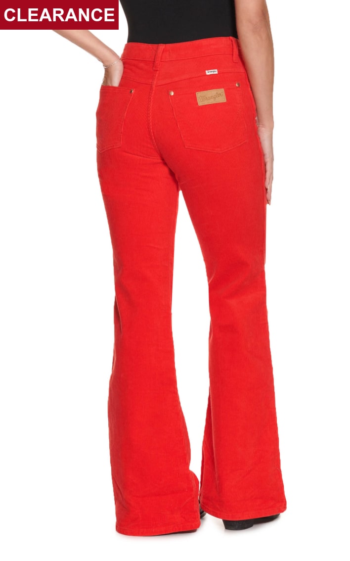Wrangler Women's Red Corduroy Modern Wanderer High Rise Flare Leg Corduroy  Jeans available at Cavenders