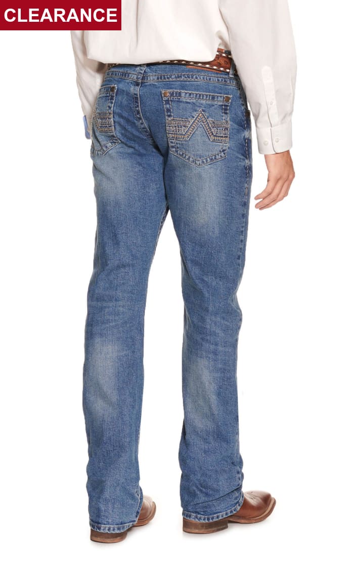 Wrangler Rock 47 Men's Riviera Medium Wash Slim Fit Bootcut Jeans available  at Cavenders