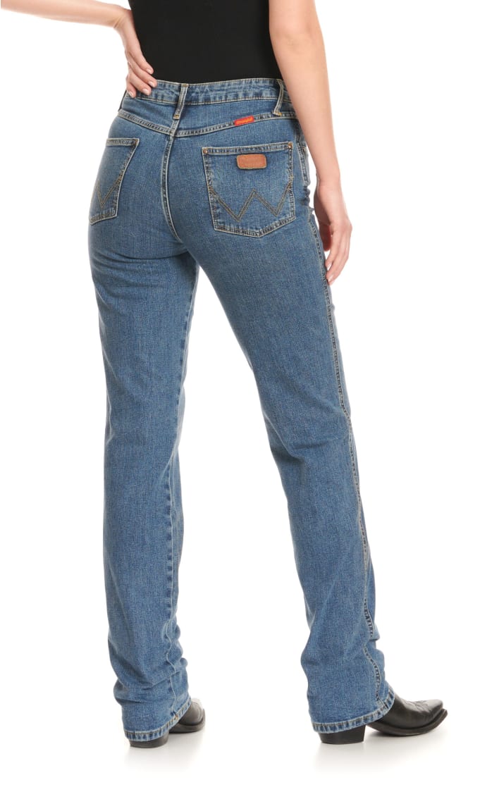 Wrangler Women's Dark Wash Natural Rise Straight Leg Jeans available at  Cavenders