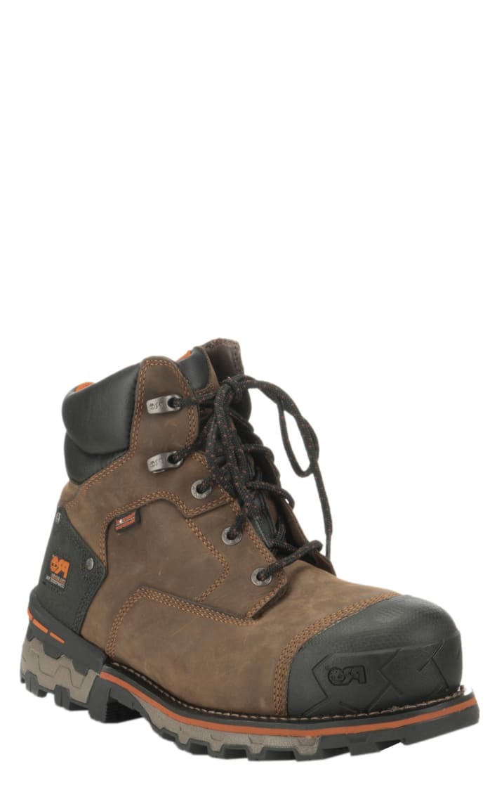 Timberland PRO Men's Boondock Brown Waterproof Round Composite Toe Lace Up available at Cavenders