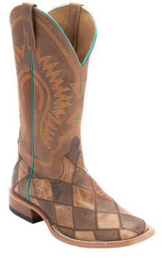 Anderson Bean Men's Horse Power Crazy Train Brown Patchwork Wide Square Toe Cowboy Boots