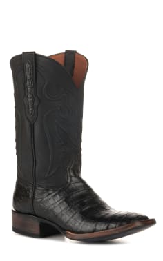 Black Jack Men's Black Caiman Belly Wide Square Toe Exotic Cowboy Boots