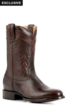 JRC & Sons Men's Kingston Brush Off Goat Leather Round Toe Roper Boot in Chocolate