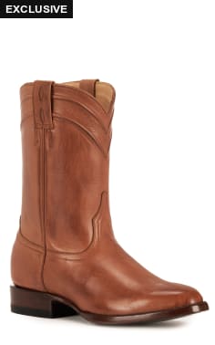 JRC & Sons Men's Todd Burnished Leather Round Toe Roper Boot in Tan