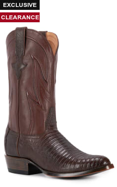 JRC & Sons Men's James Teju Lizard Round Toe Exotic Cowboy Boot in Chocolate Brown