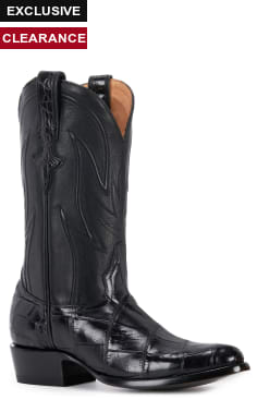 JRC & Sons Men's Clayton Giant Alligator Round Toe Exotic Cowboy Boot in Black