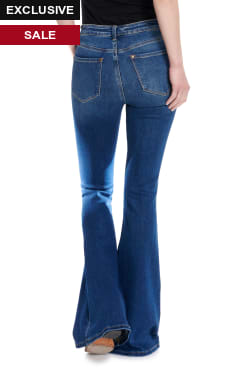 Rockin' C Women's Dark Wash High Rise Basic Flare Leg Jeans