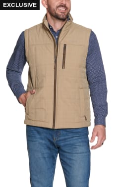 Rafter C Men's Tan Puff Vest with Concealed Carry Pocket