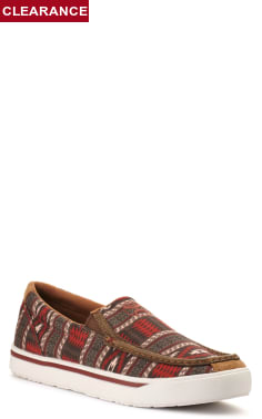 Twisted X Men's Hooey Loper Nomad Tan and Red Aztec Slip On Casual Shoe