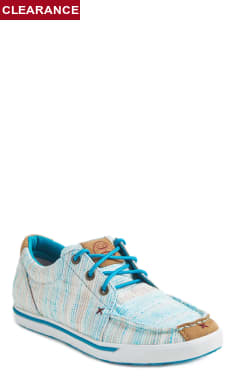 Twisted X Women's Hooey Loper Turquoise and White Fabric Lace Up Sneakers Casual Shoe