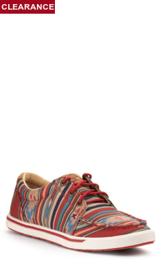 Twisted X Women's HOOey Loper Fiesta Aztec Tan and Red Fabric Lace Up Sneakers Casual Shoe