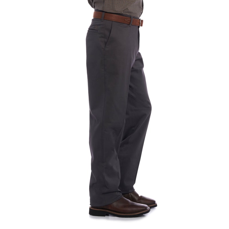 Wrangler Men's Casual Charcoal Flat Front Relaxed Fit Pants available at  Cavenders