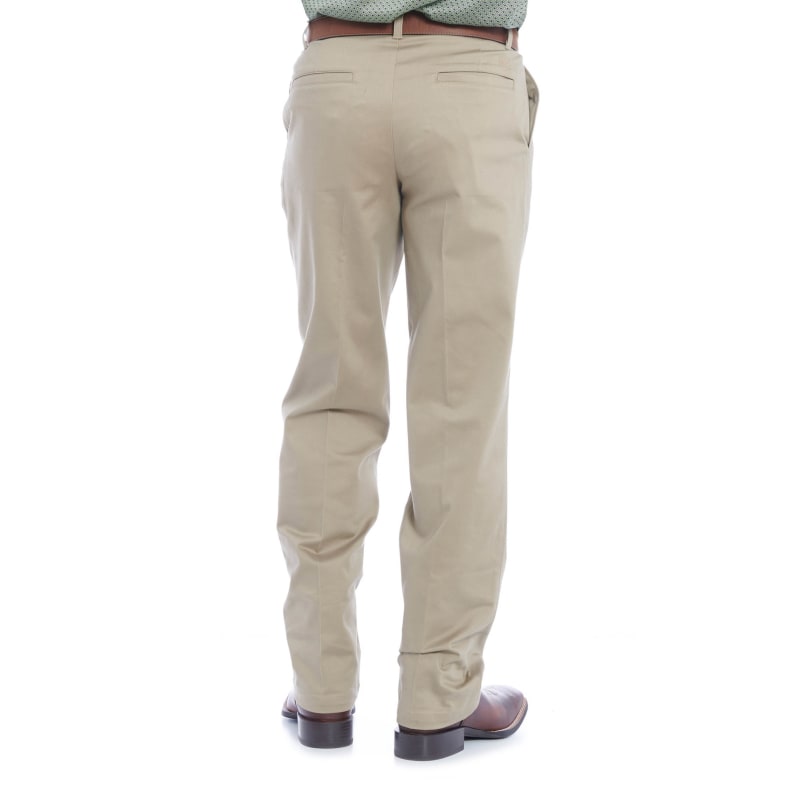 Wrangler Men's Khaki Flat Front Relaxed Fit Wrinkle Resistant Casual Pants  available at Cavenders