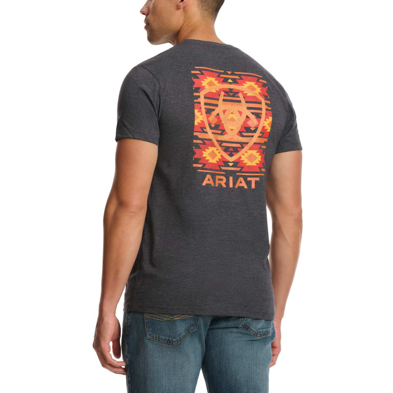 Ariat Men's Black & Colorful Aztec Logo Graphic T-Shirt