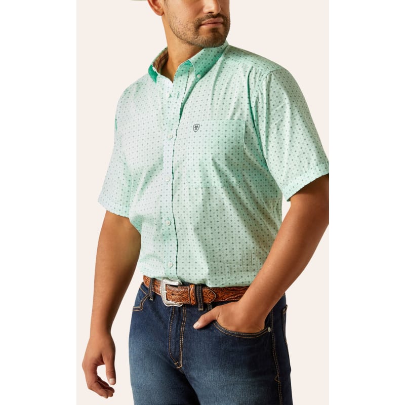 Ariat Men's Ellis Mint Geo Print Western Shirt